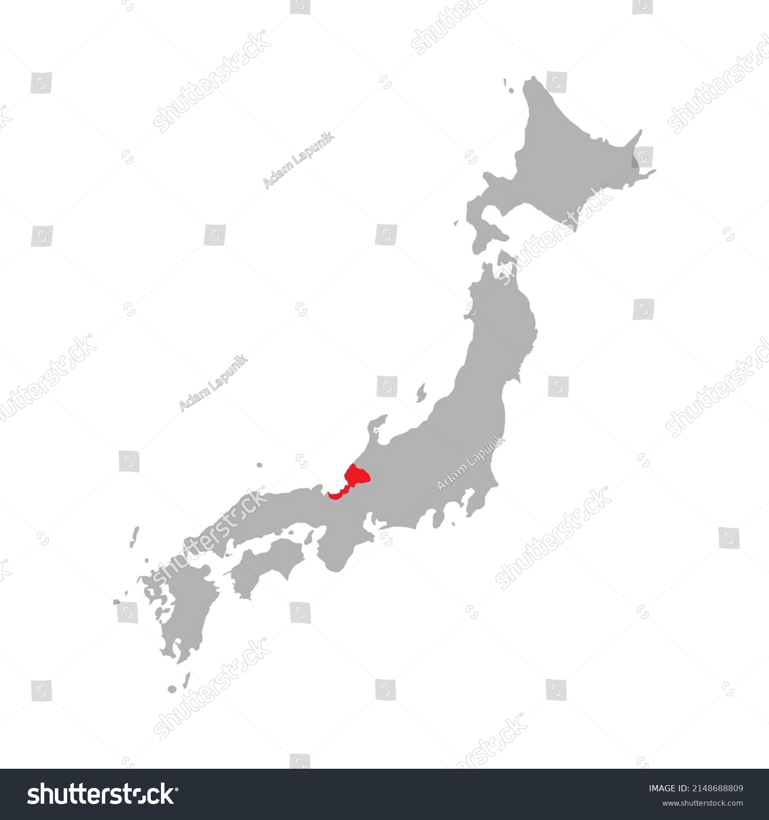 Fukui Prefecture Highlighted On Map Japan Stock Vector (Royalty Free ...