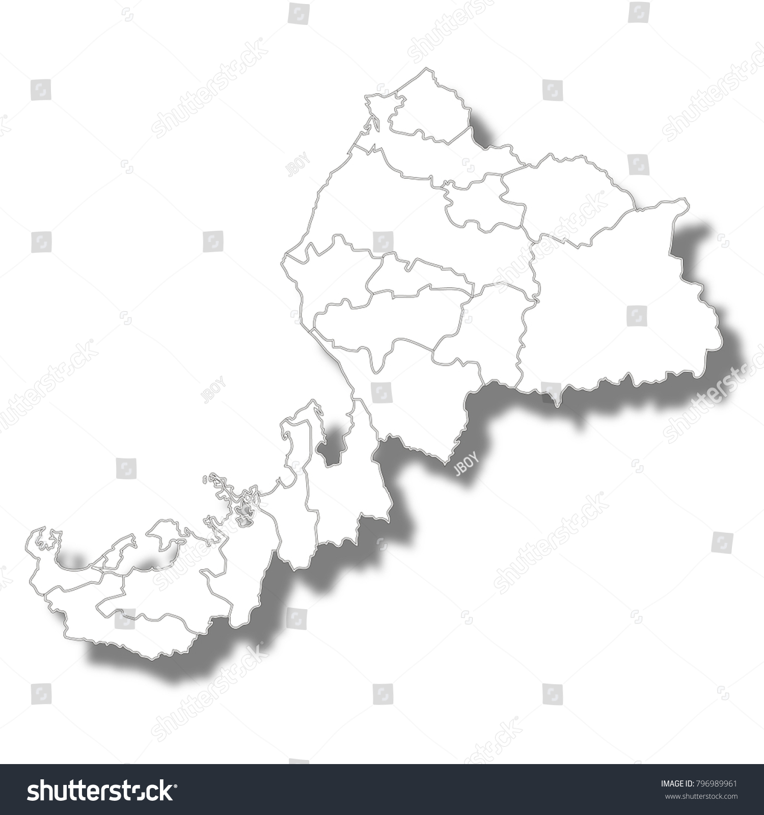 Fukui Prefecture Japan Map White Icon Stock Vector (Royalty Free ...