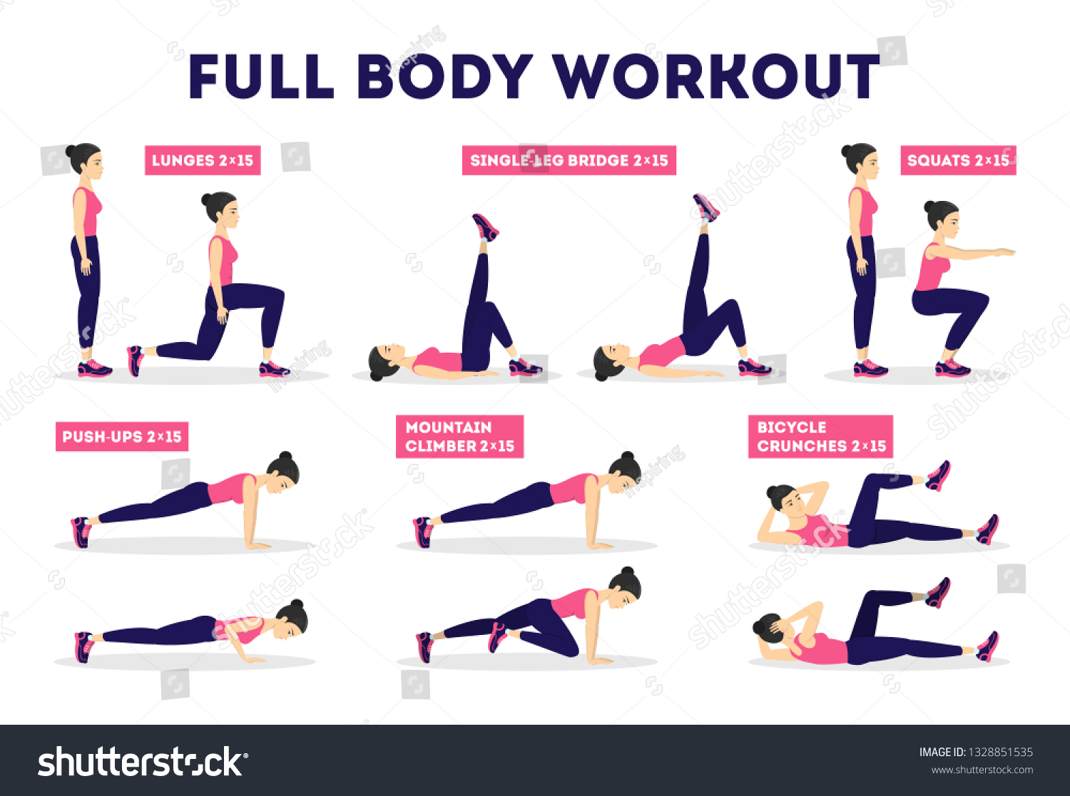 Full Body Workout Images Stock Photos Vectors Shutterstock   Stock Vector Full Body Workout Set Exercise For Woman Weight Loss And Slim Shape Idea Of Sport And Healthy 1328851535 