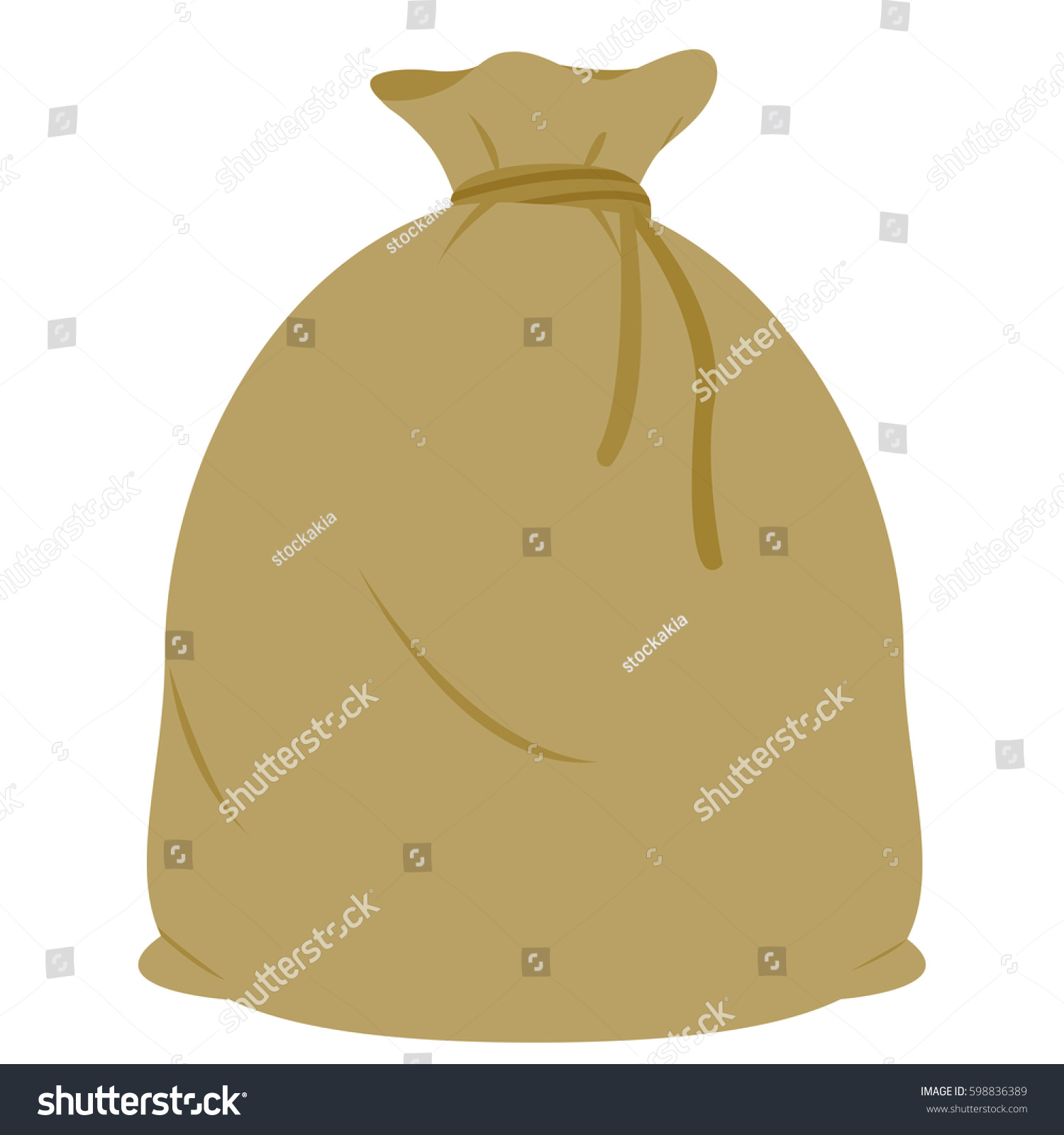 Full Burlap Sack Tied Rope Stock Vector 598836389 - Shutterstock