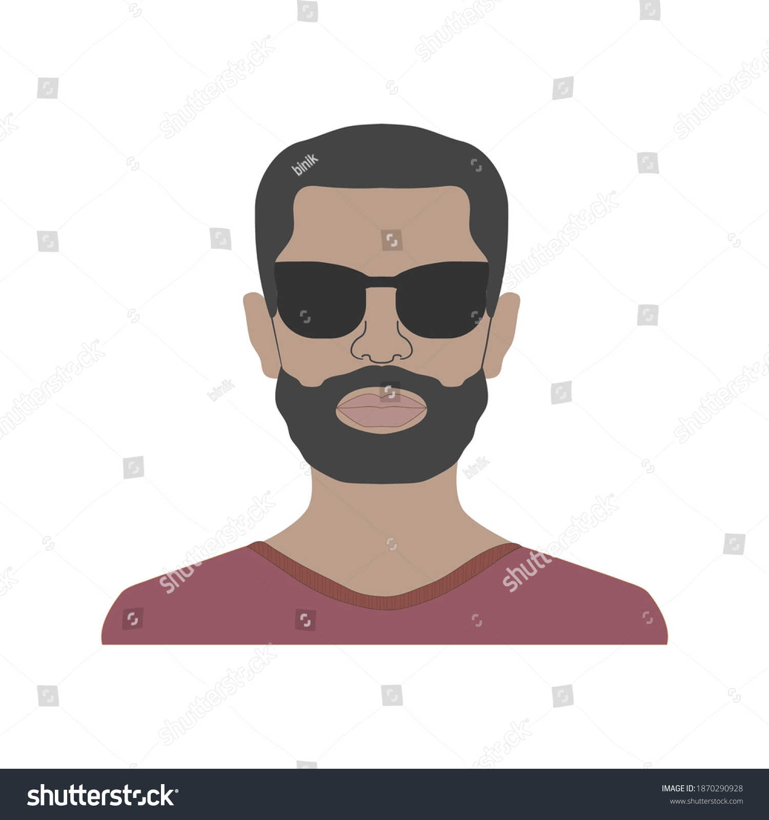 Full Face Vector Man Dark Sunglasses Stock Vector Royalty Free 1870290928 7125