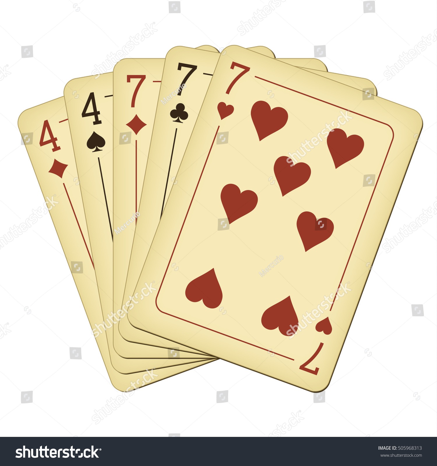 Full House Vintage Playing Cards Vector Stock Vector 505968313 - Shutterstock