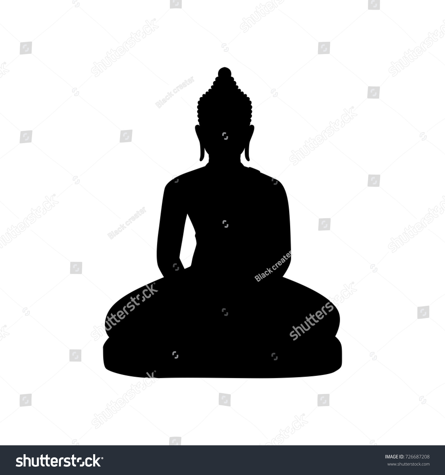 Full Length Silhouette Buddha Against White Stock Vector (Royalty Free ...