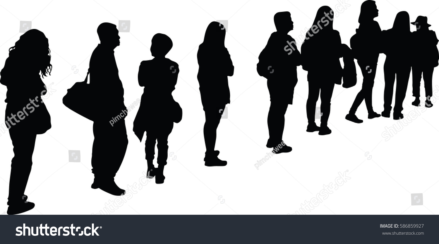 full-length-silhouette-people-standing-line-stock-vector-royalty-free