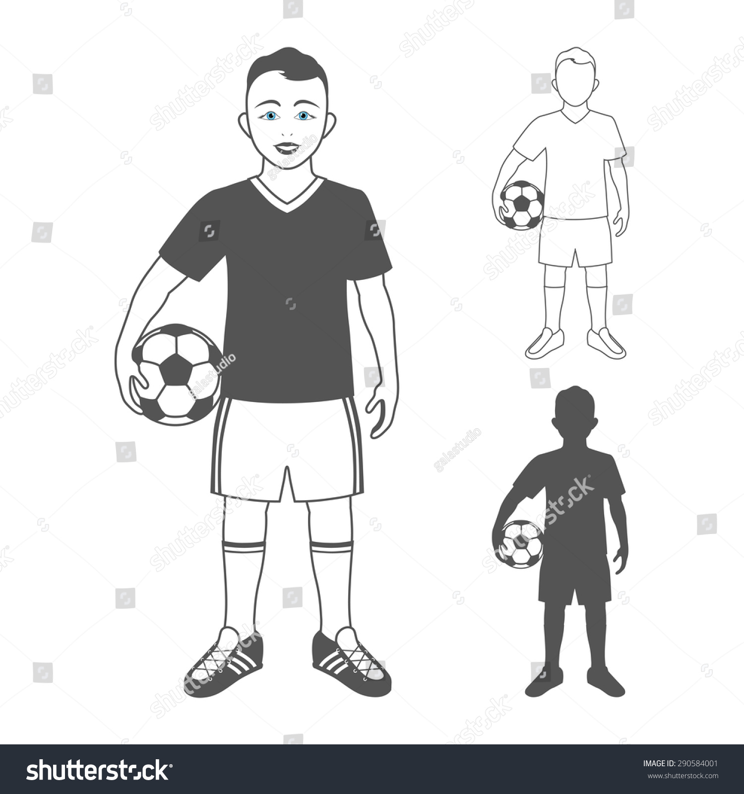 Full Length Portrait Kid Sportswear Holding Stock Vector Royalty Free