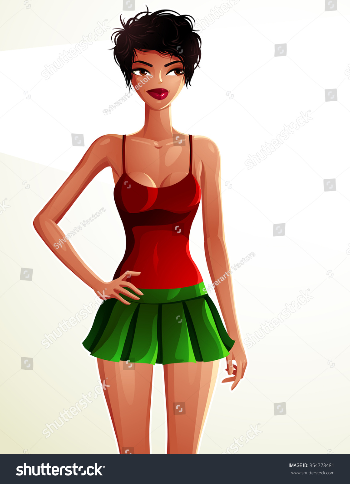 Fulllength Portrait Gorgeous Brunette Sexy Lady Stock Vector Royalty Free 354778481 Shutterstock 0812