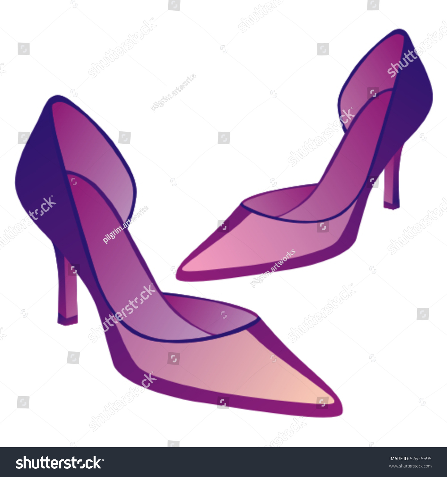 Fully Editable Vector Illustration Of High Heel Pair Of Shoes ...