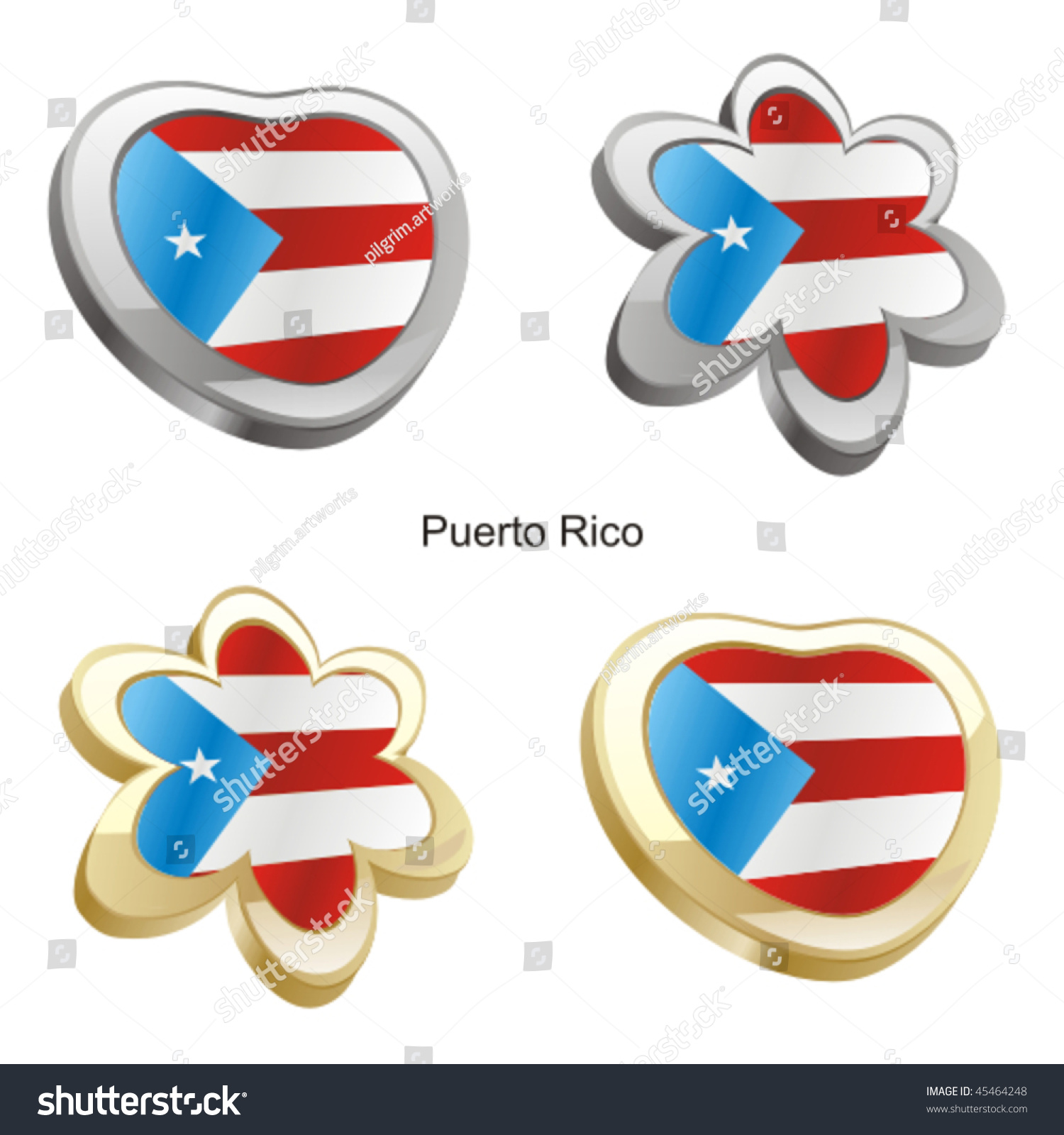 Fully Editable Vector Illustration Of Puerto Rico Flag In Heart And ...