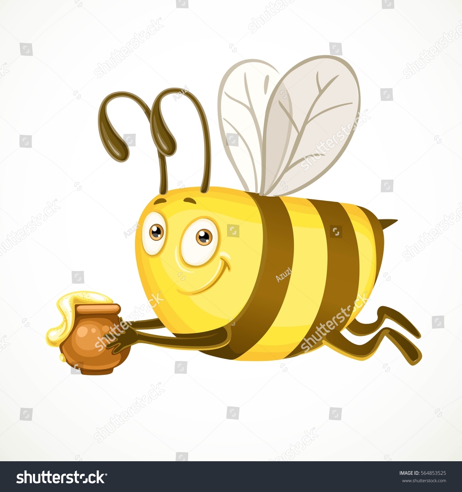 Fun Cartoon Bee Flies Clay Pot Stock Vector (Royalty Free) 564853525