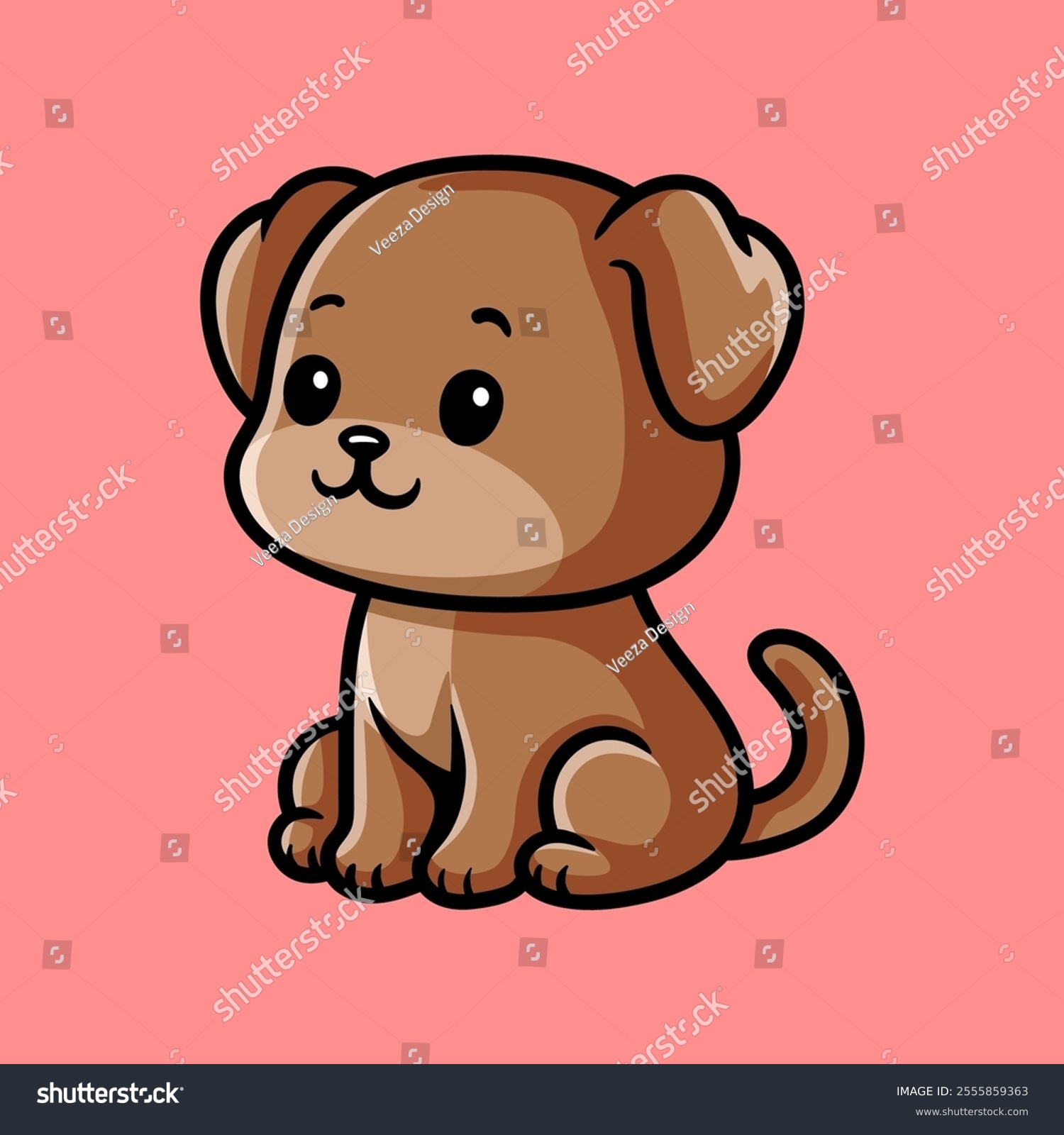 recommend clip art: fun cartoon character of sitting dog puppy isolated colored drawing line art style design illustration