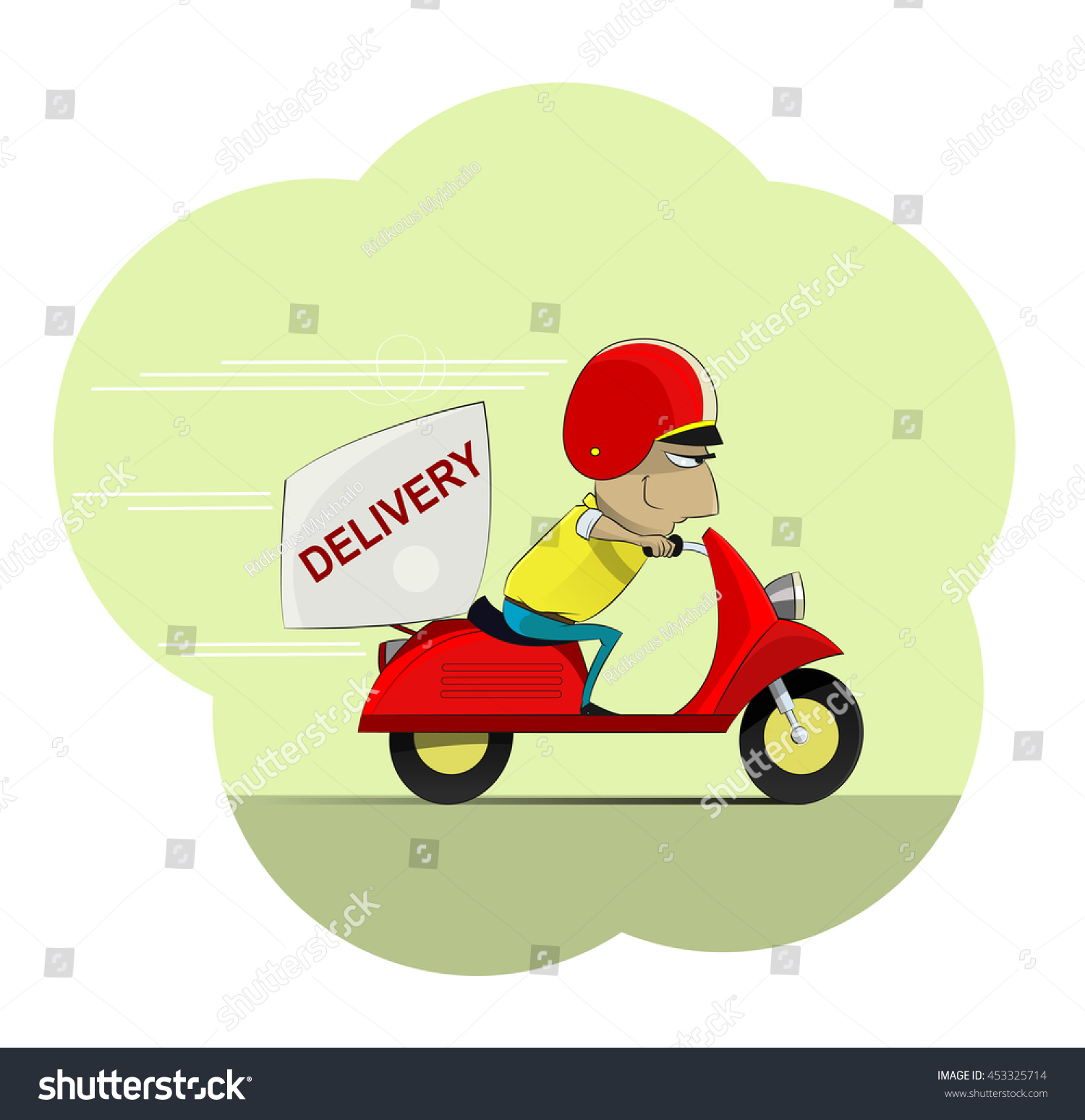 Fun Cartoon Courier Rides On Scooter. Delivery Concept Vector ...