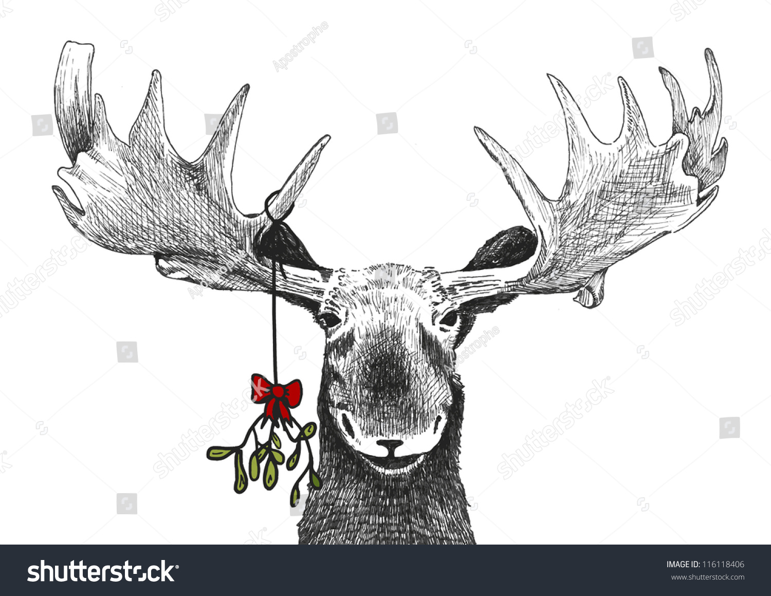 Fun Christmas Tradition Kiss Under Mistletoe Stock Vector 