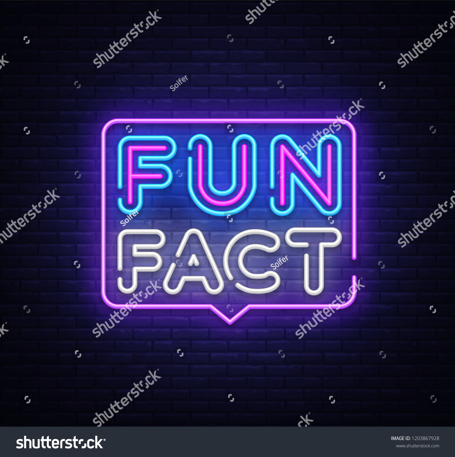 Fun Fact Neon Sign Vector Facts Stock Vector (Royalty Free) 1203867928