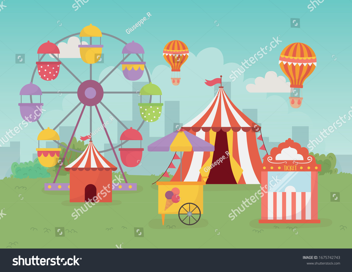 Fun Fair Carnival Tent Air Balloon Stock Vector (Royalty Free ...