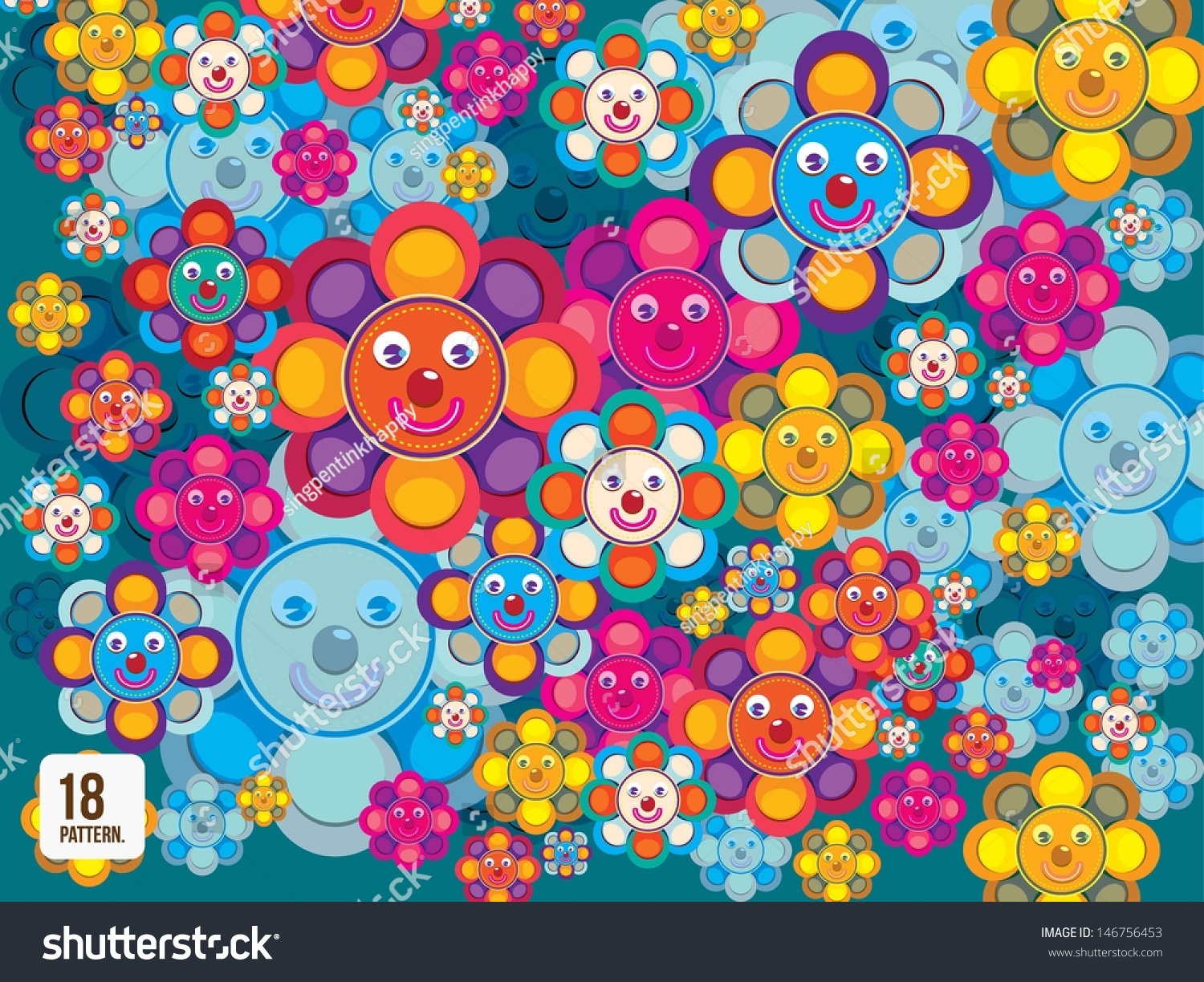 Fun Flower Colorful Pattern Background Wallpaper Stock Vector (Royalty