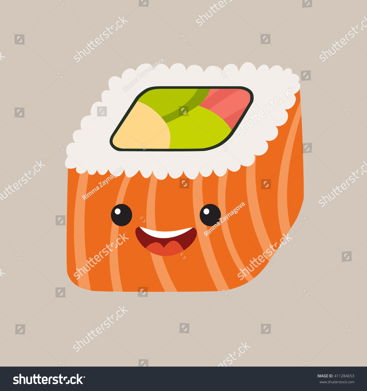 Fun Sushi Vector Cartoon Character Cute Stock Vector 411284653 