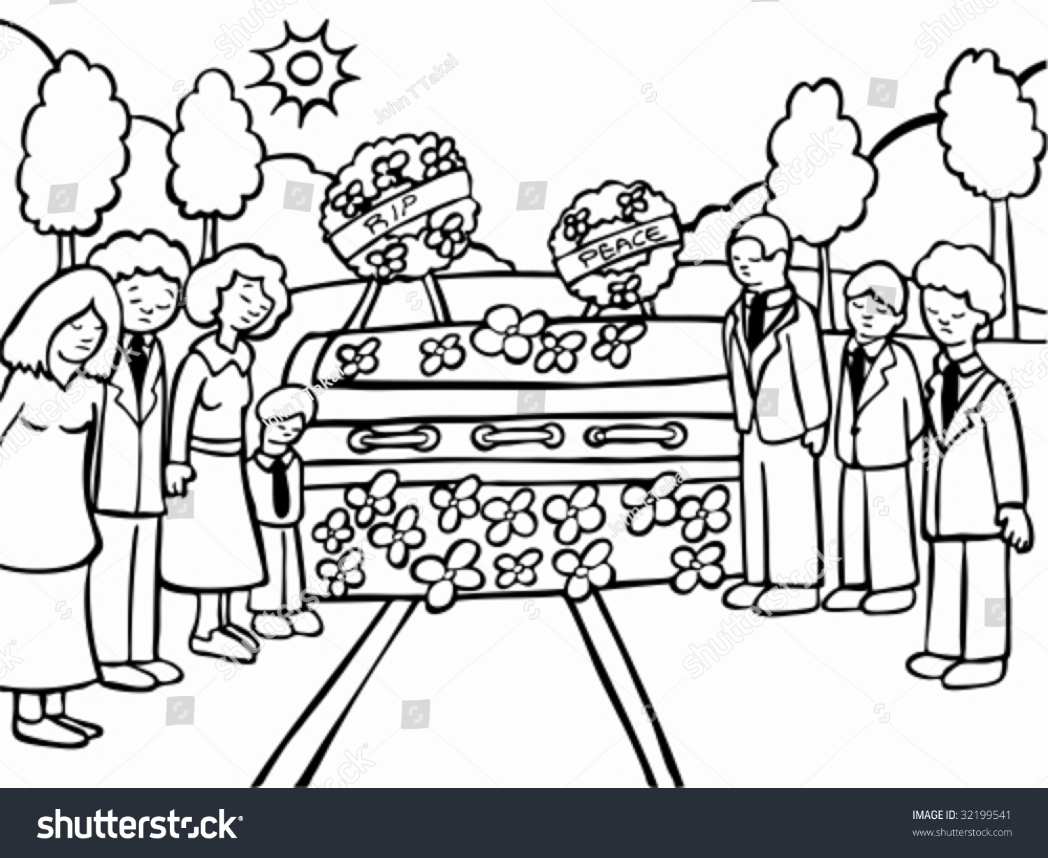 Funeral Ceremony Line Art Stock Vector 32199541 Shutterstock