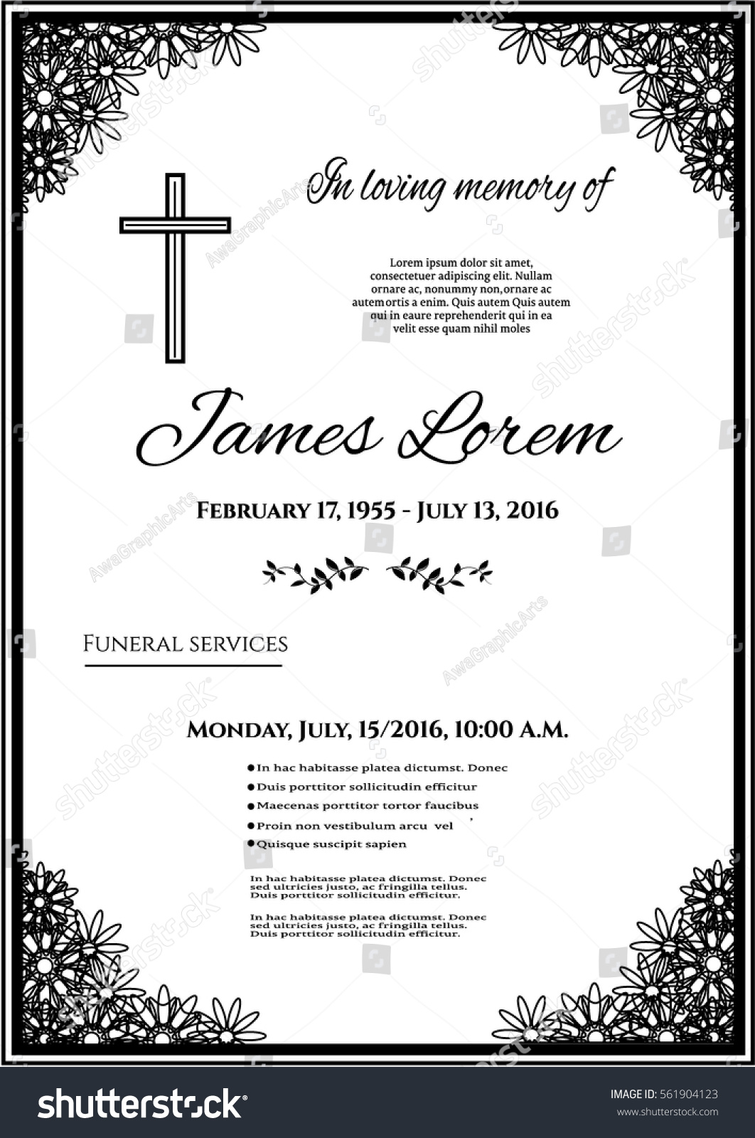 Funeral Template Card Simple Line Cross Stock Vector ...