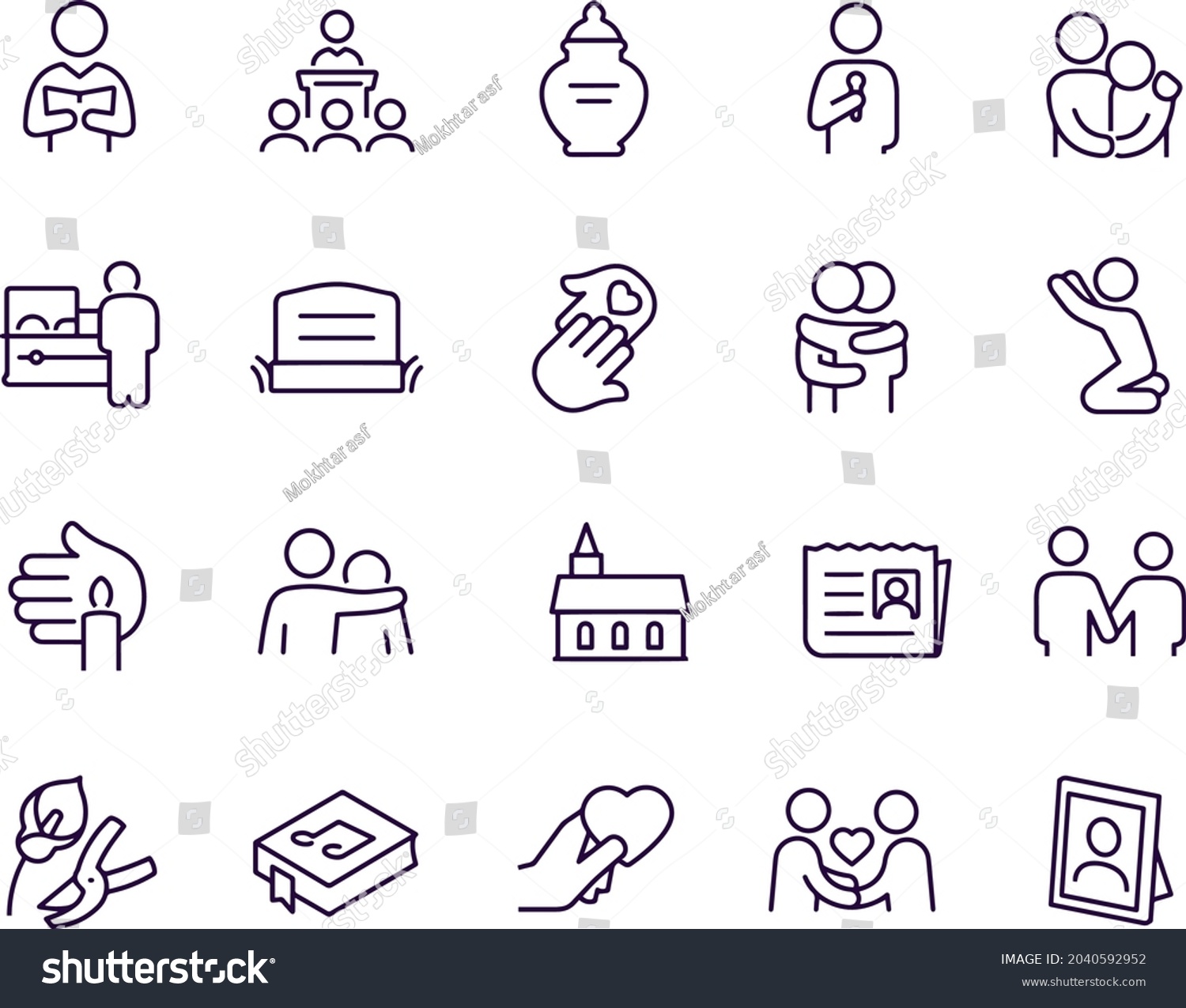 SVG of Funeral Thin Line Icons vector design  svg