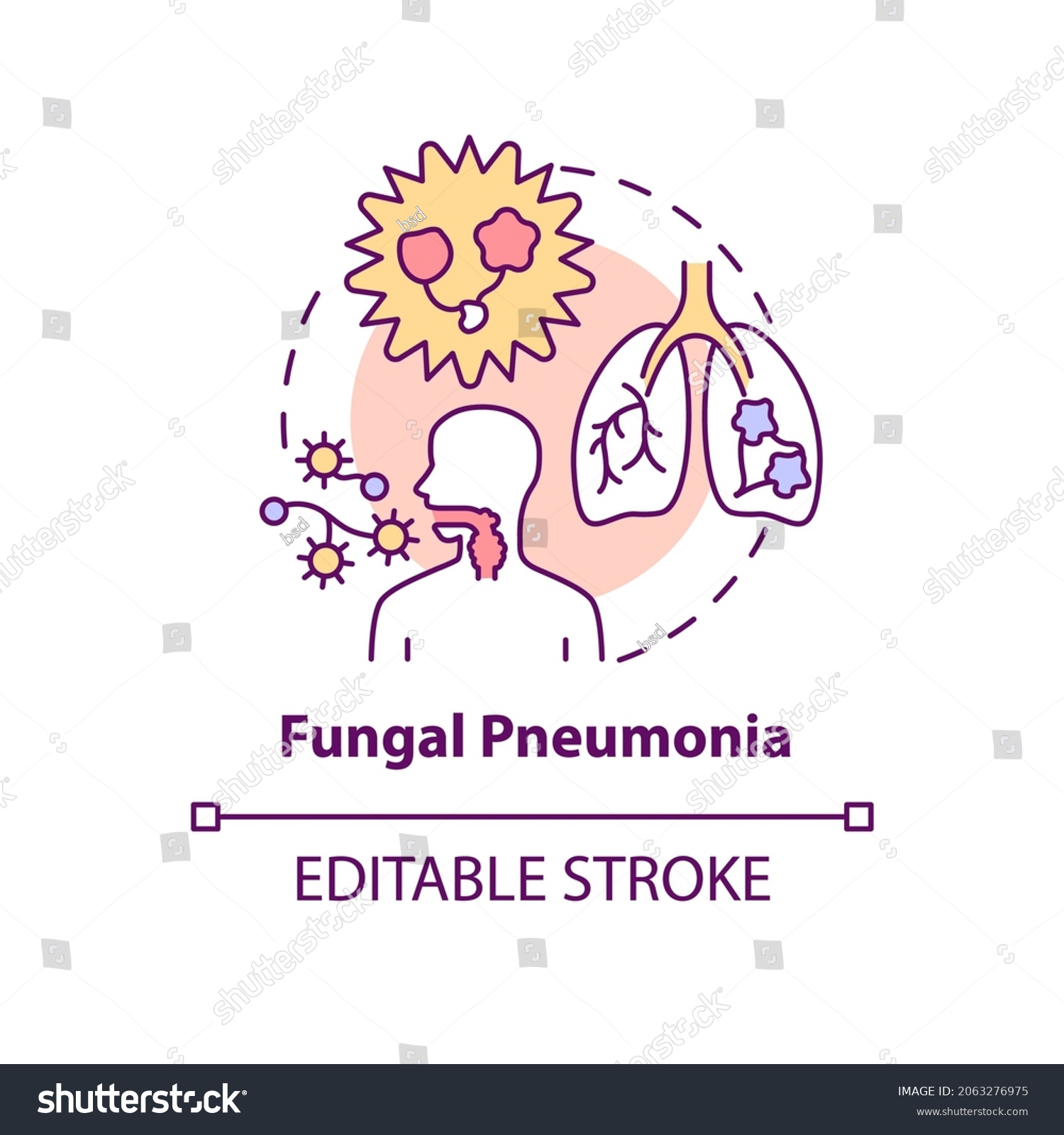 Fungal Pneumonia Concept Icon Pulmonary Inflammation Stock Vector