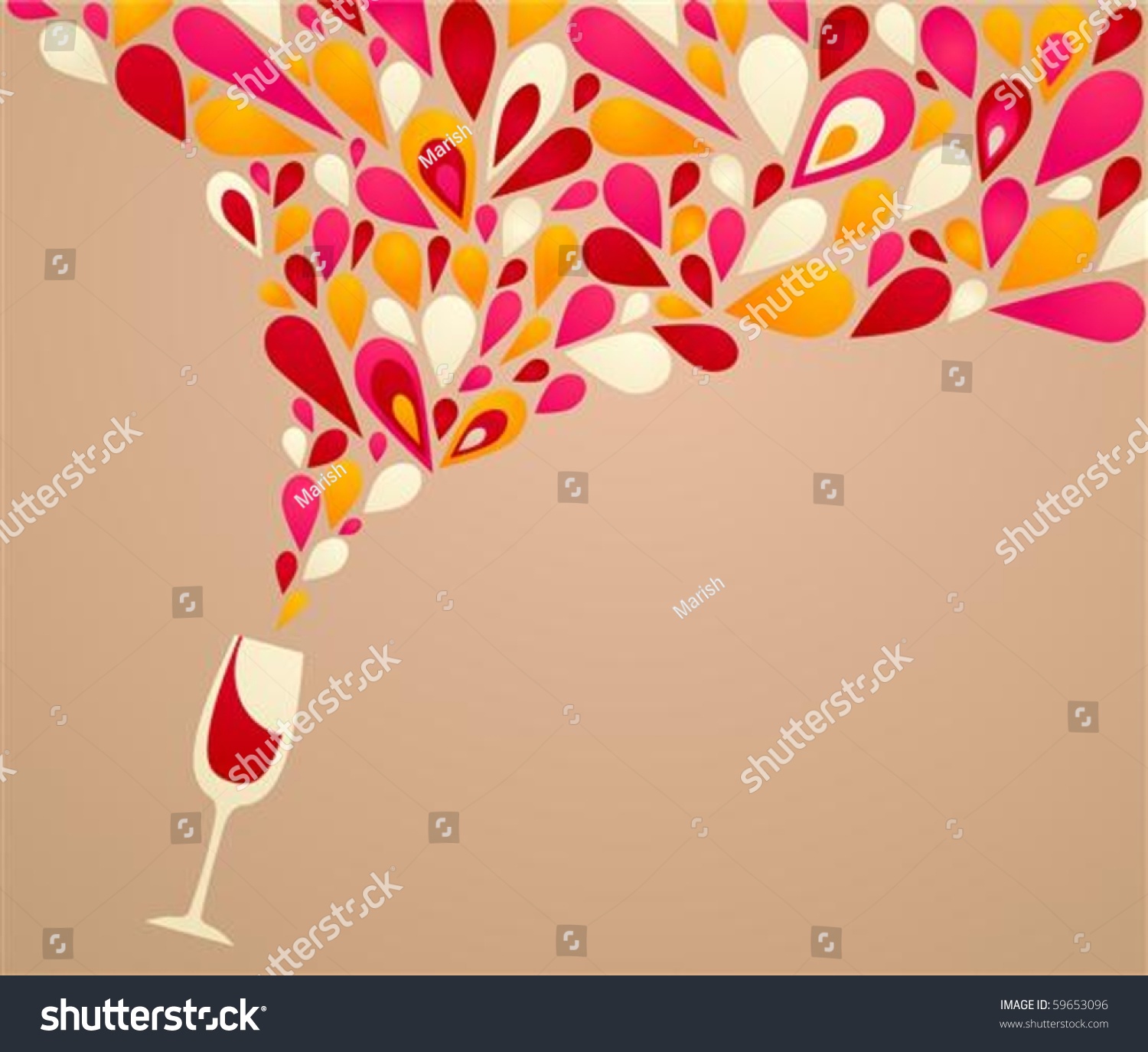 Funky Colorful Retro Wine Background Stock Vector Illustration 59653096 ...