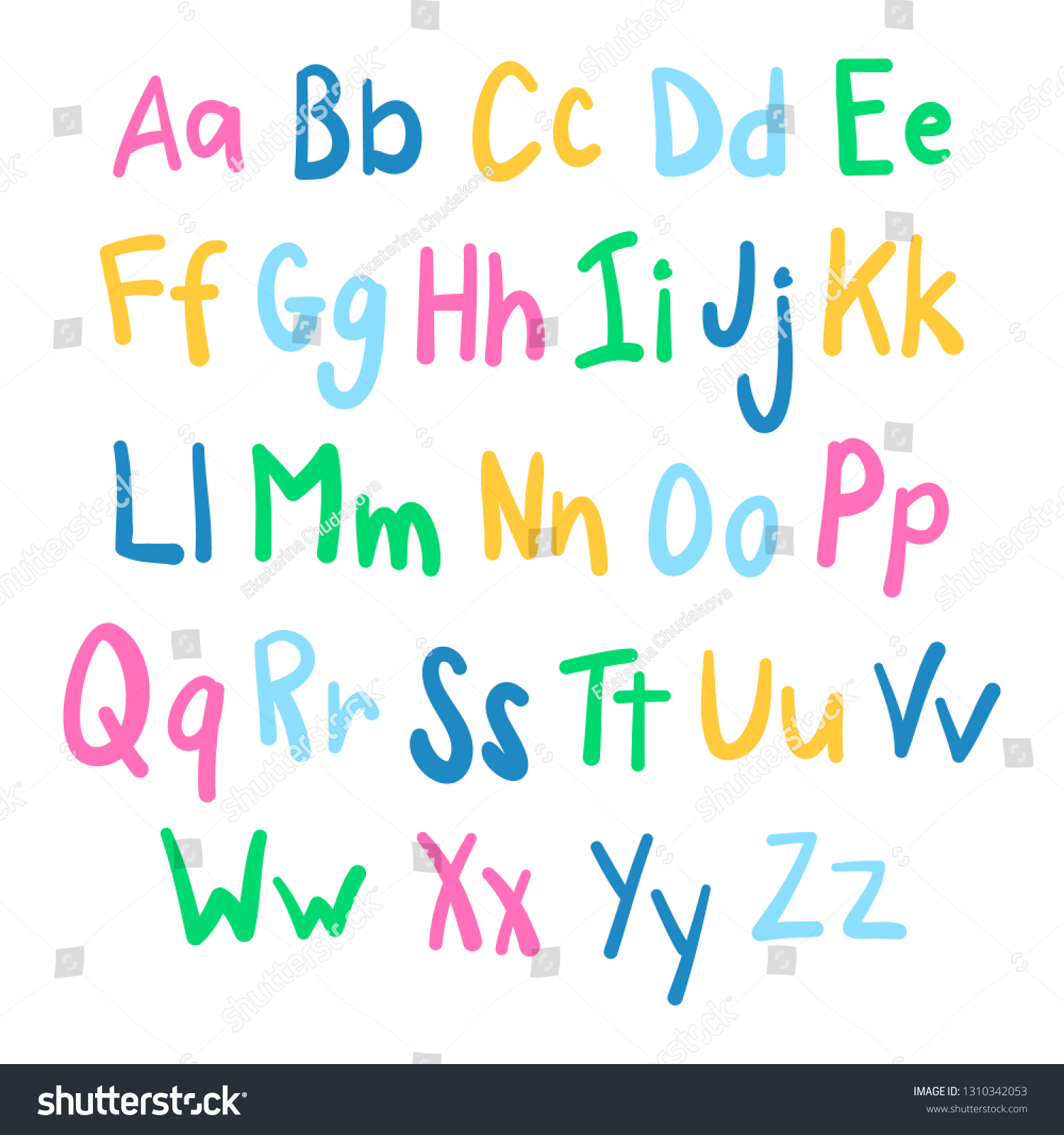 Funky English Alphabet Hand Drawn Style Stock Vector (Royalty Free ...