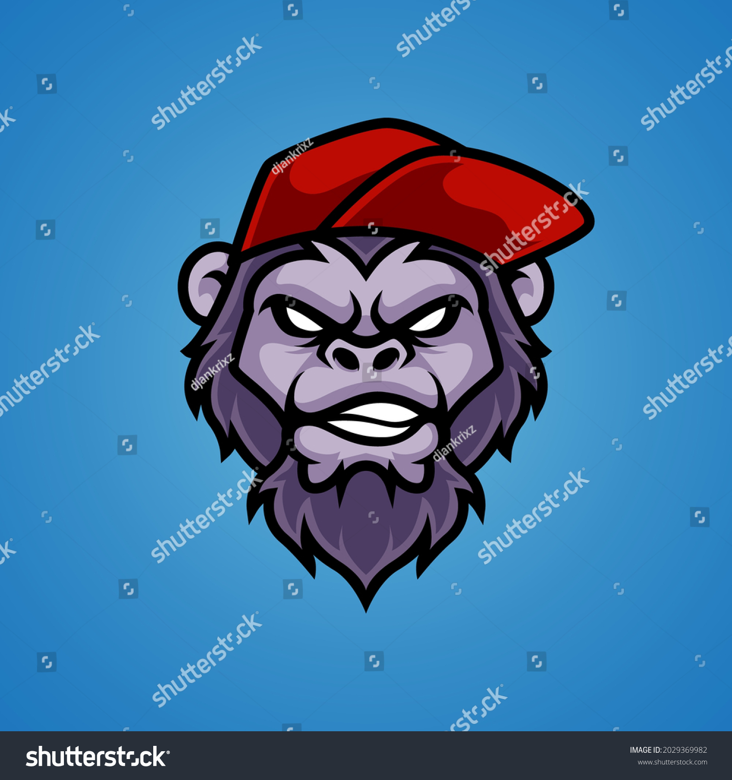 Vektor Stok Funky Monkey Head Mascot 