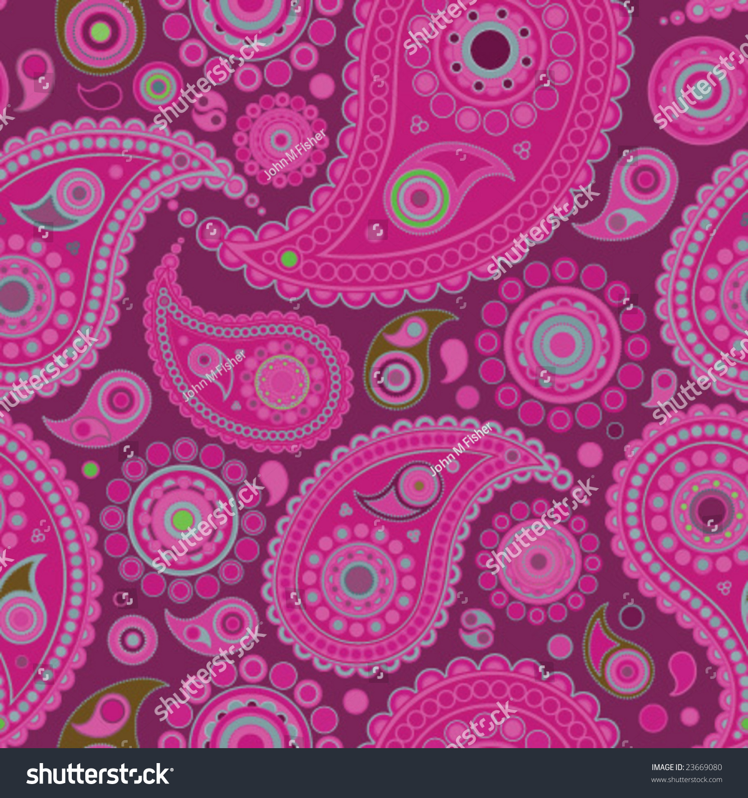 Funky Pink Seamless Paisley Pattern Stock Vector Illustration 23669080 ...