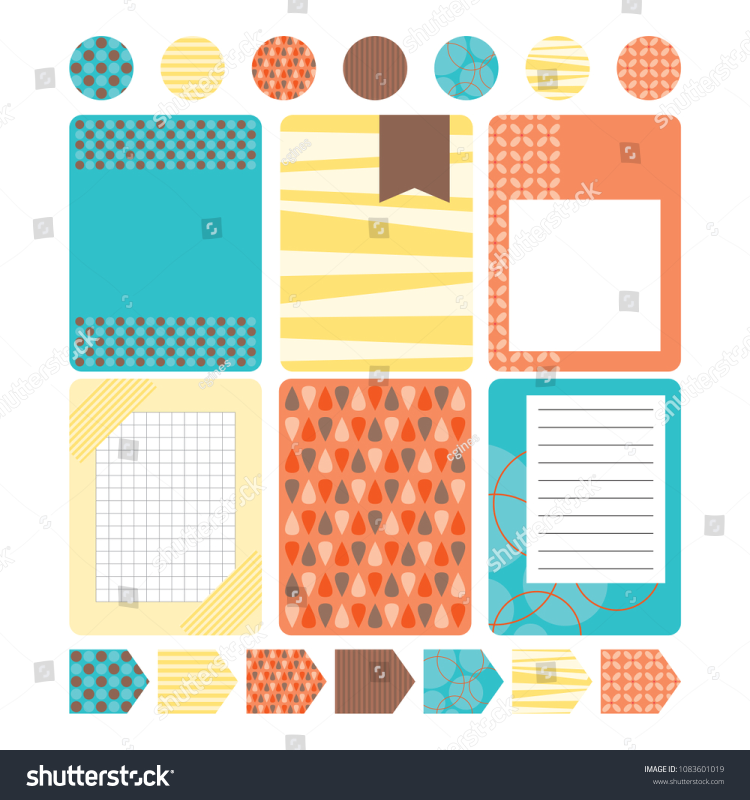funky scrapbook printable design cards stickers stock vector royalty free 1083601019 shutterstock