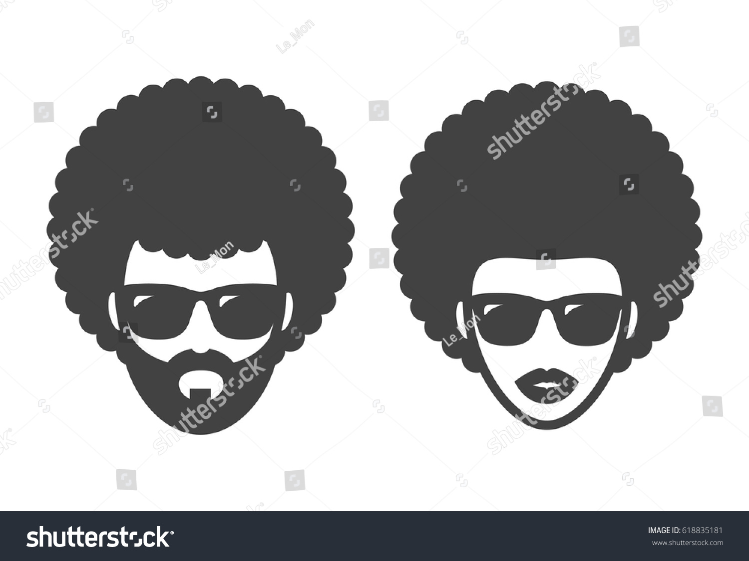 SVG of Funky woman and man in sunglasses with Afro hair svg