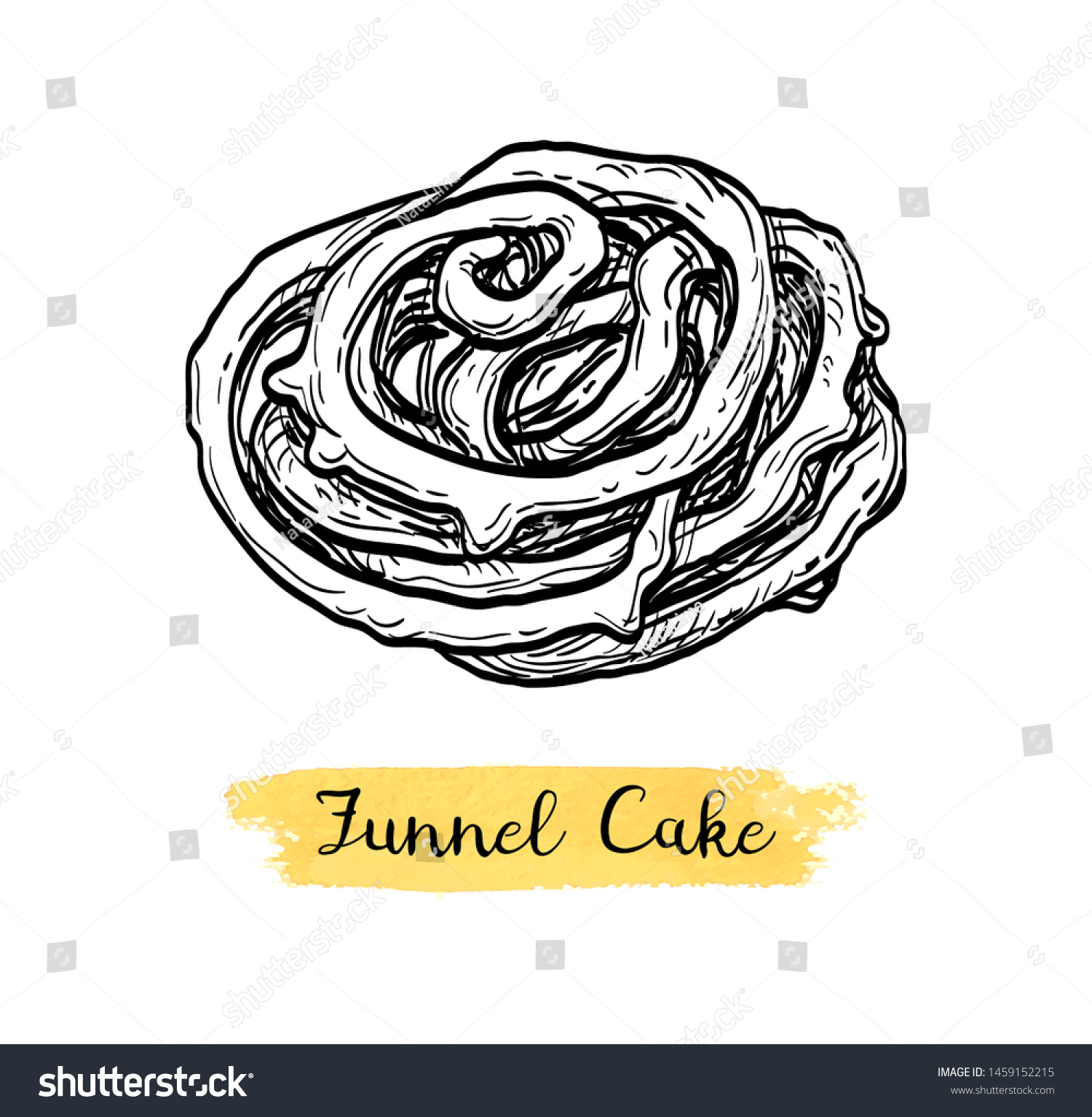 SVG of Funnel cake. Ink sketch isolated on white background. Hand drawn vector illustration. Retro style. svg