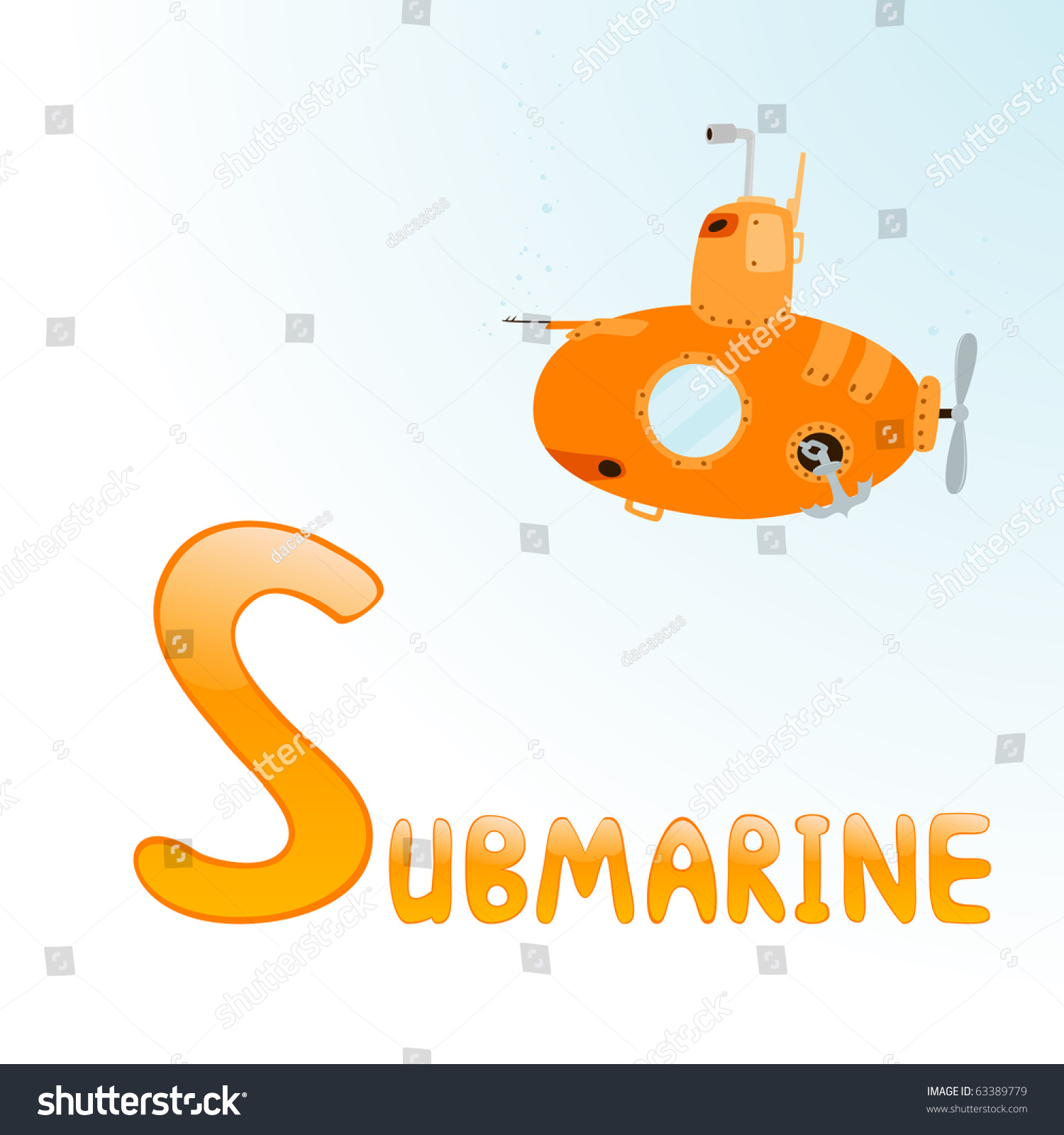 Funny Alphabet Children Submarine Letter S Stock Vector (Royalty Free ...