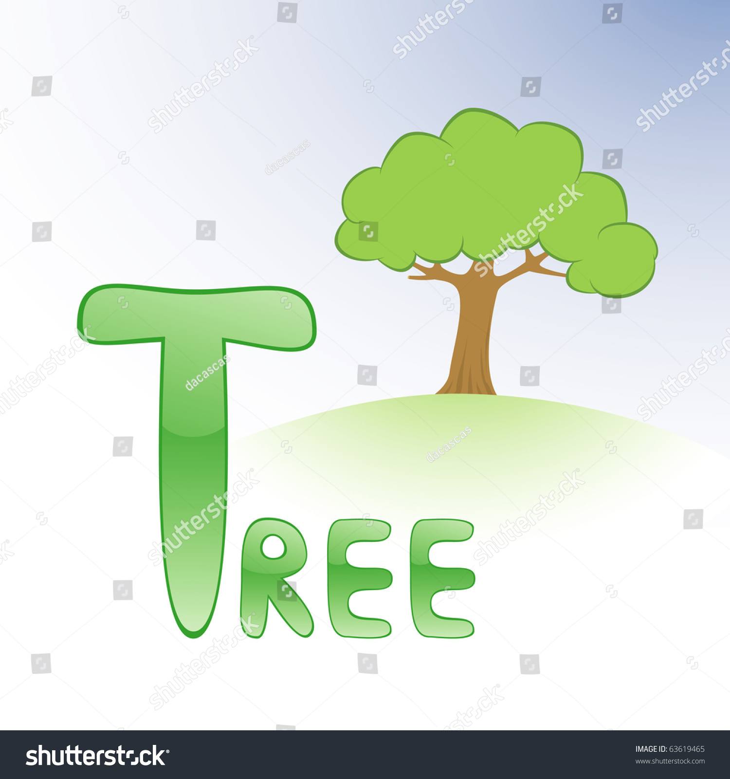 Funny Alphabet Children Tree Letter T Stock Vector 63619465 - Shutterstock