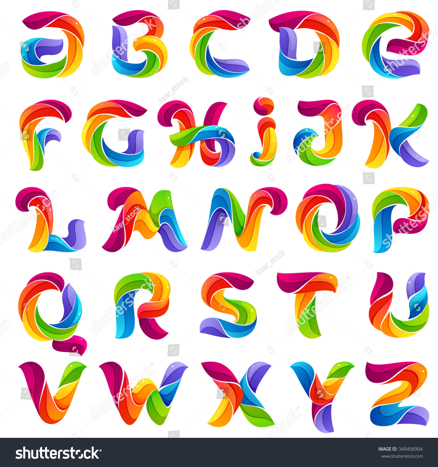 Funny Alphabet Letters Formed By Twisted Stock Vector Royalty Free