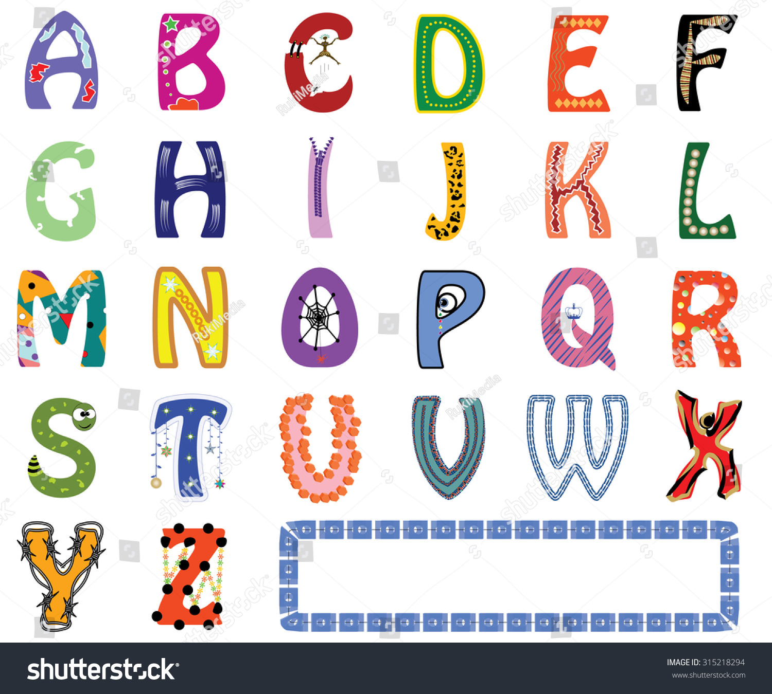 Funny Colorful Letter Set English Alphabet Stock Vector 315218294 ...