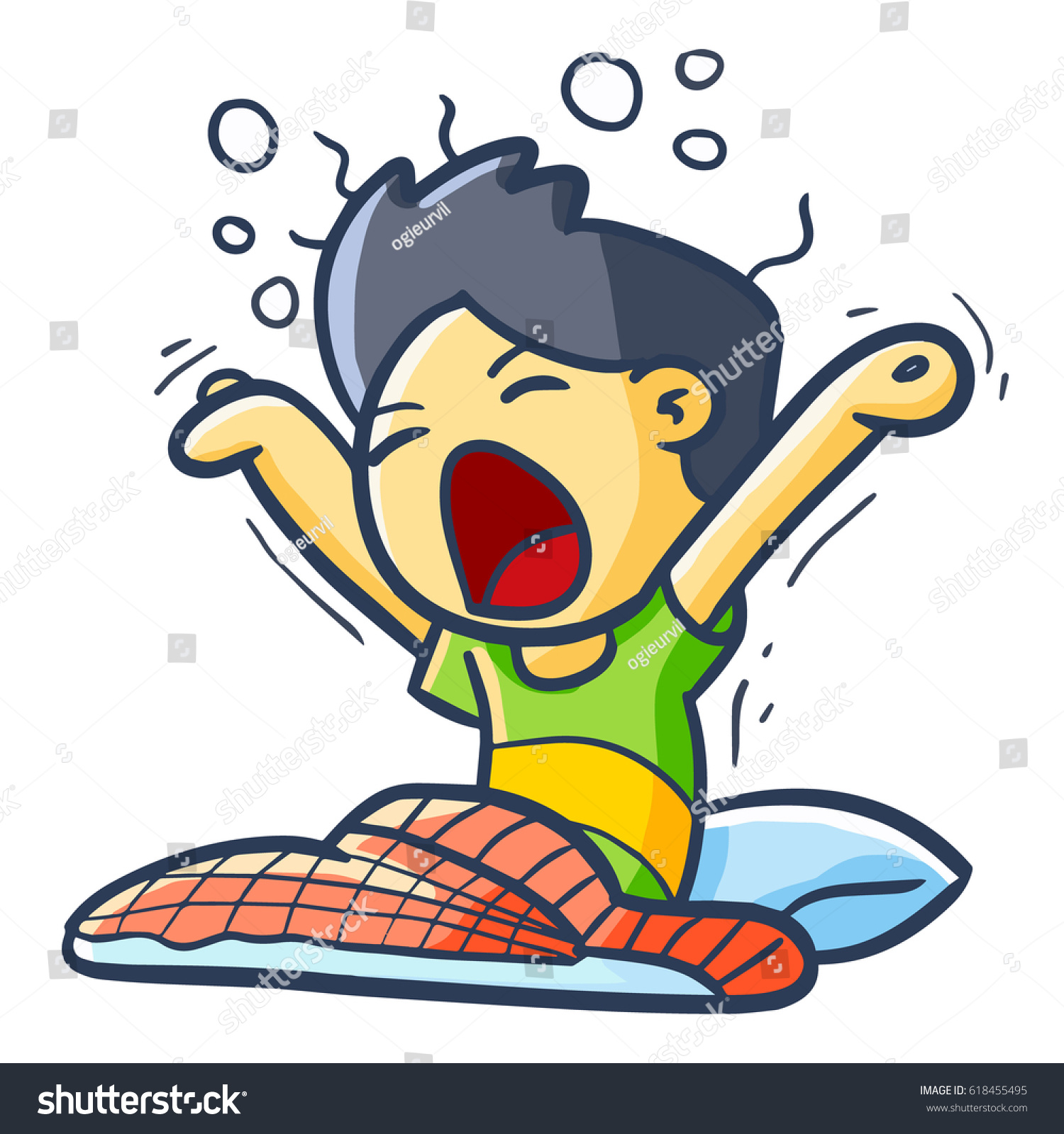 Funny Cool Man Cartoon Yawn Morning Stock Vector (Royalty Free