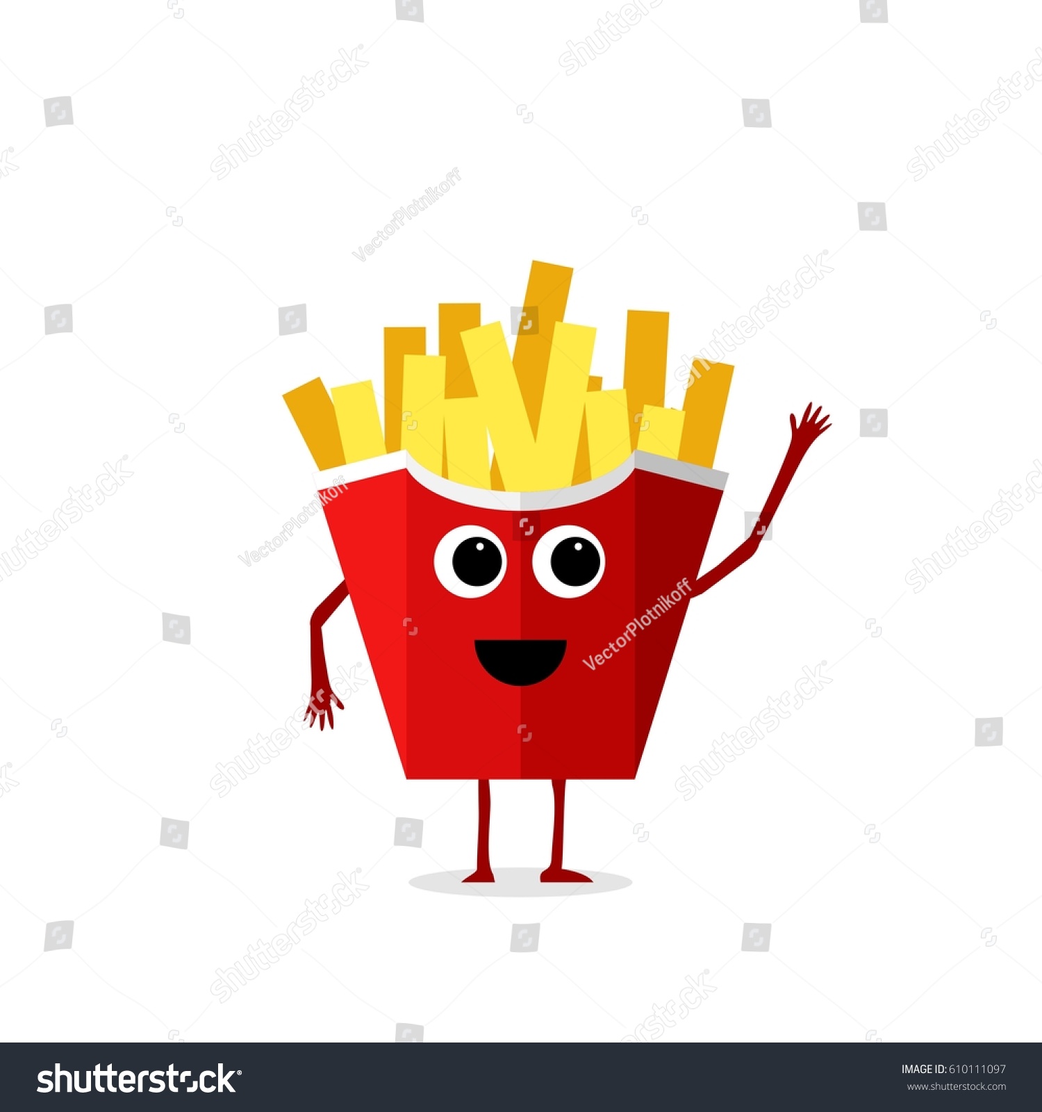 Funny Cute French Fries Character Isolated Stock Vector 610111097 ...