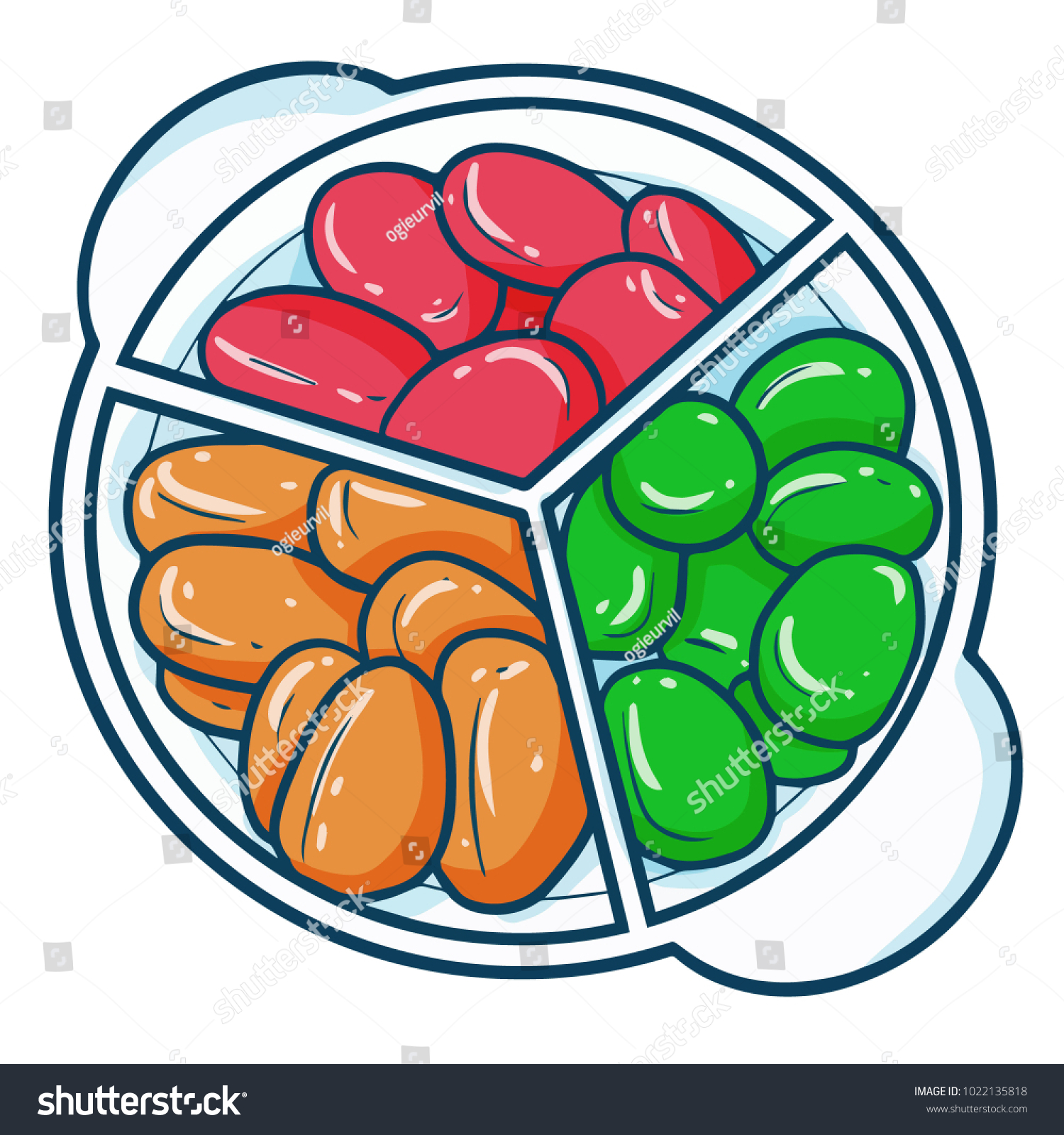 Funny Cute Fresh 3 Colours Sugar Stock Vector Royalty Free 1022135818