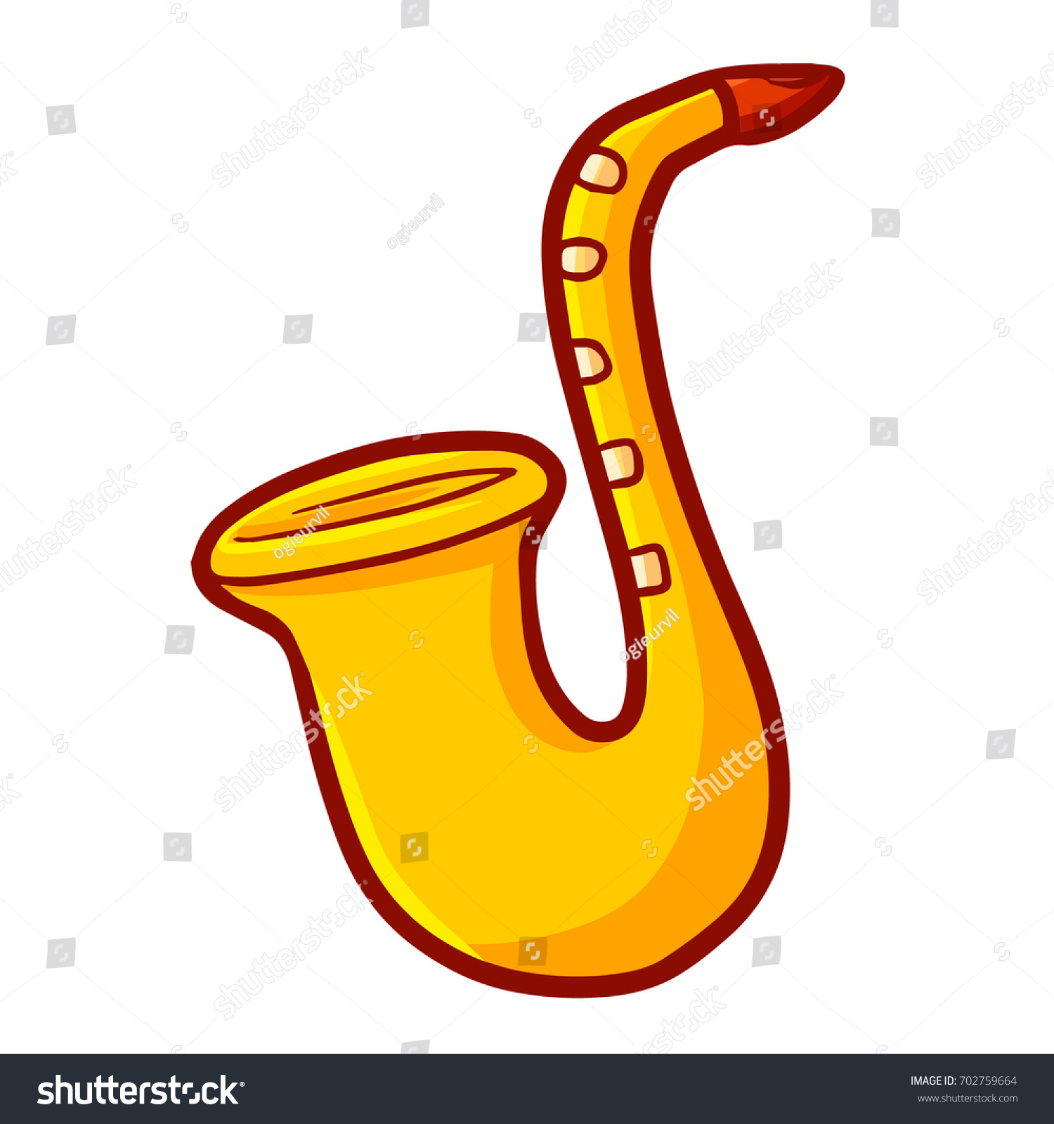 Funny Cute Saxophone Simple Cartoon Style Stock Vector 702759664 ...