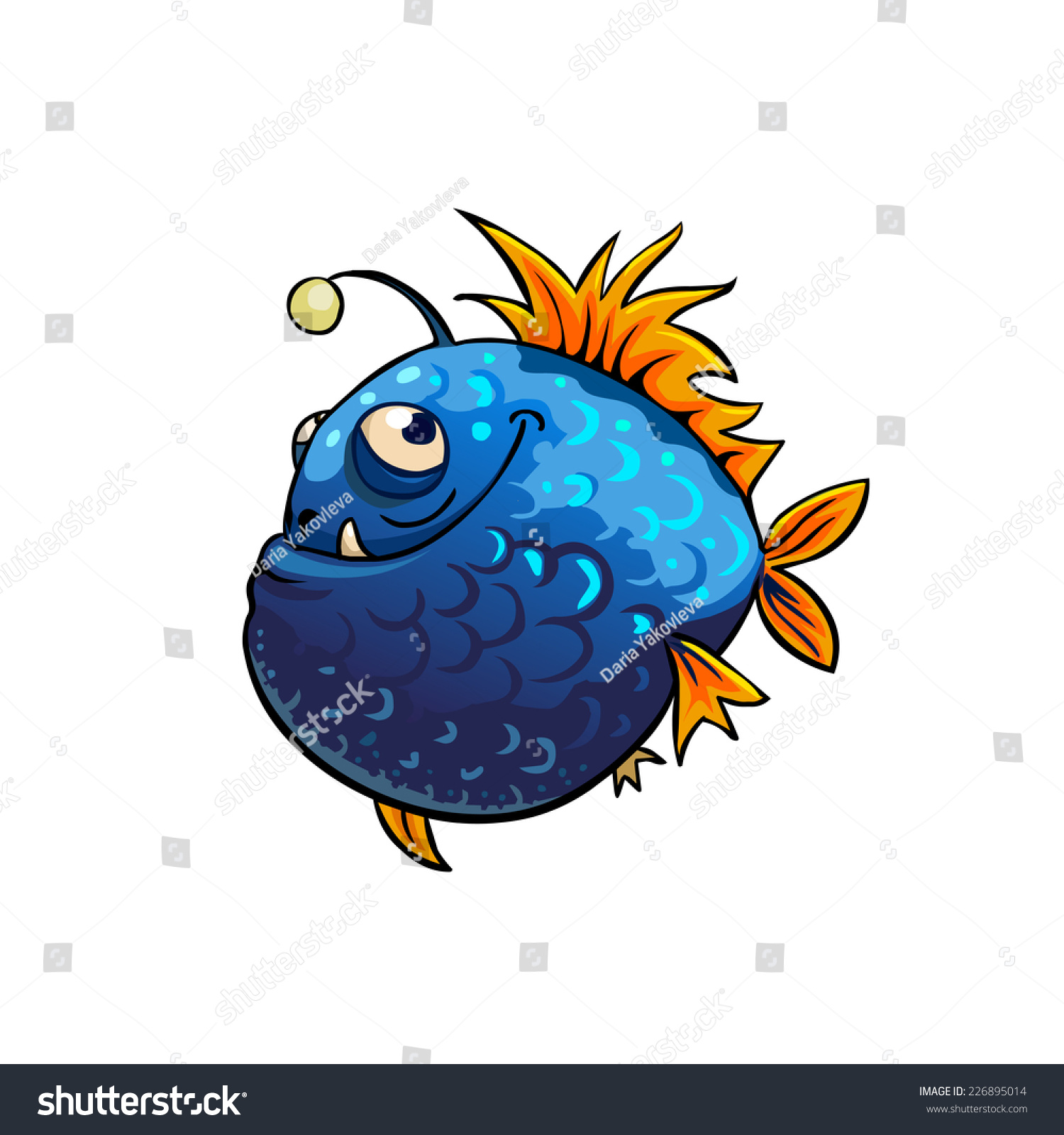 Download Funny Angler Fish Isolated Vector Cartoon Stock Vector (Royalty Free) 226895014 - Shutterstock