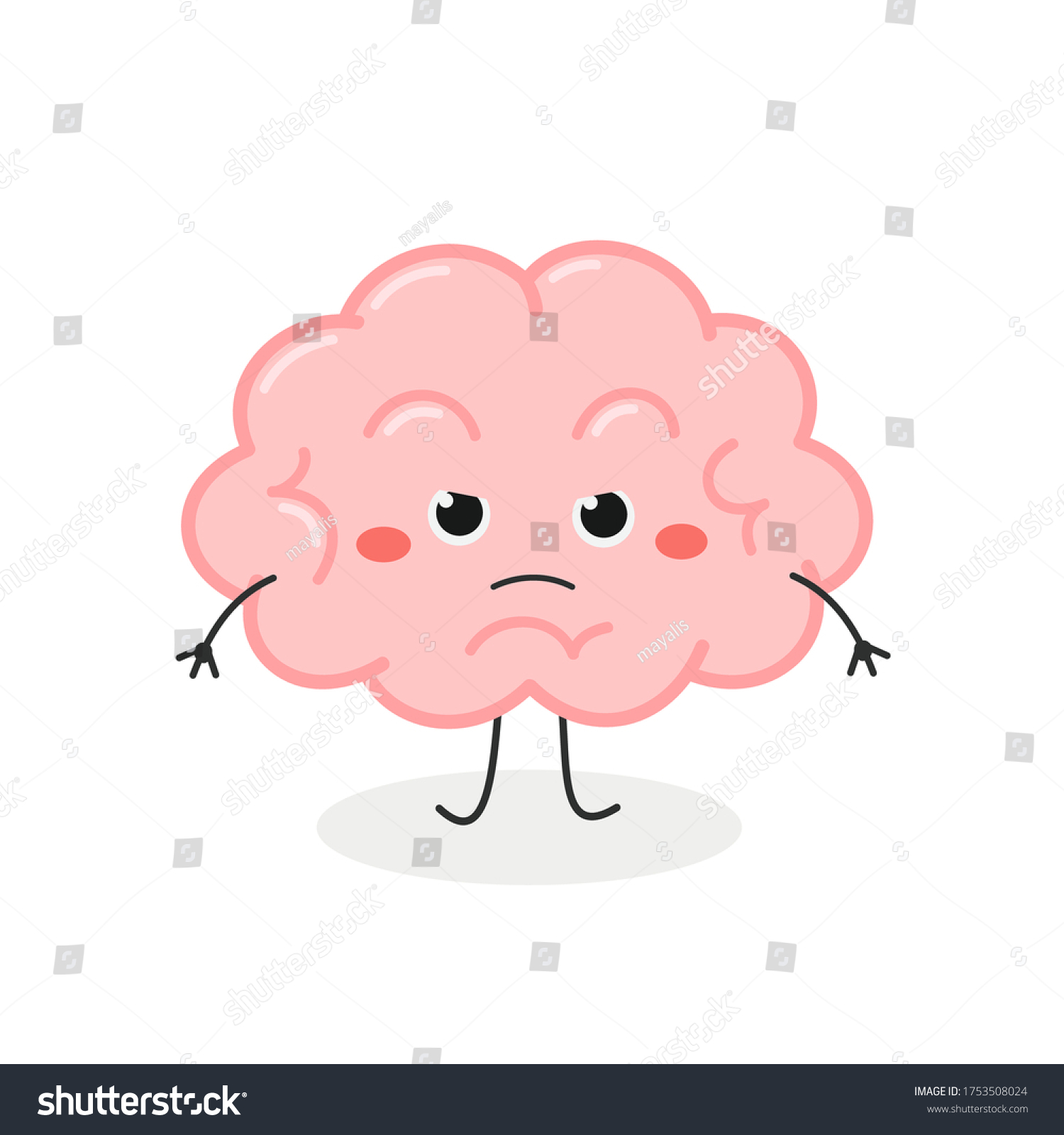 Funny Angry Cartoon Brain Character Vector Stock Vector (Royalty Free ...