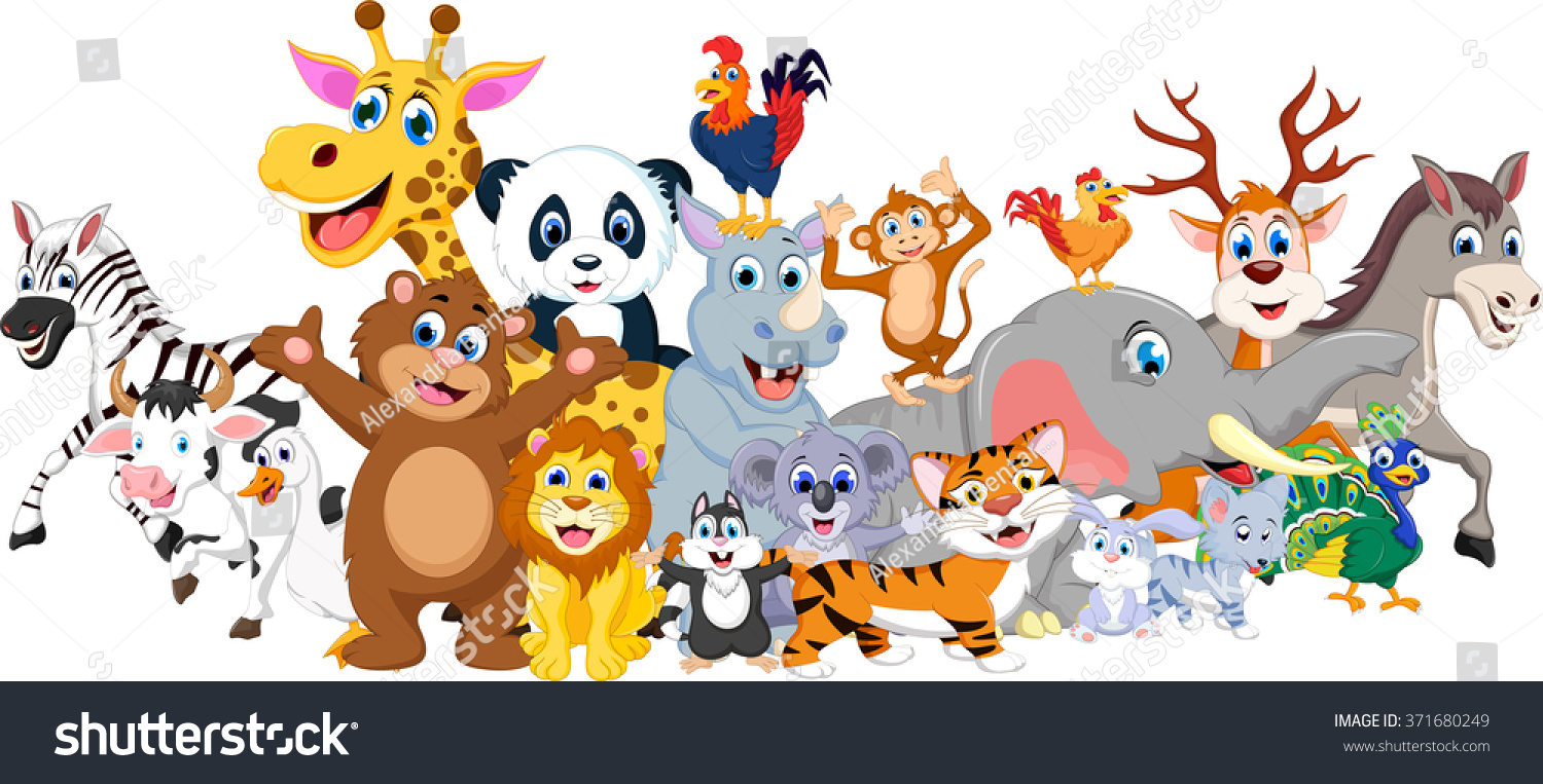 stock vector funny animal cartoon collection 371680249