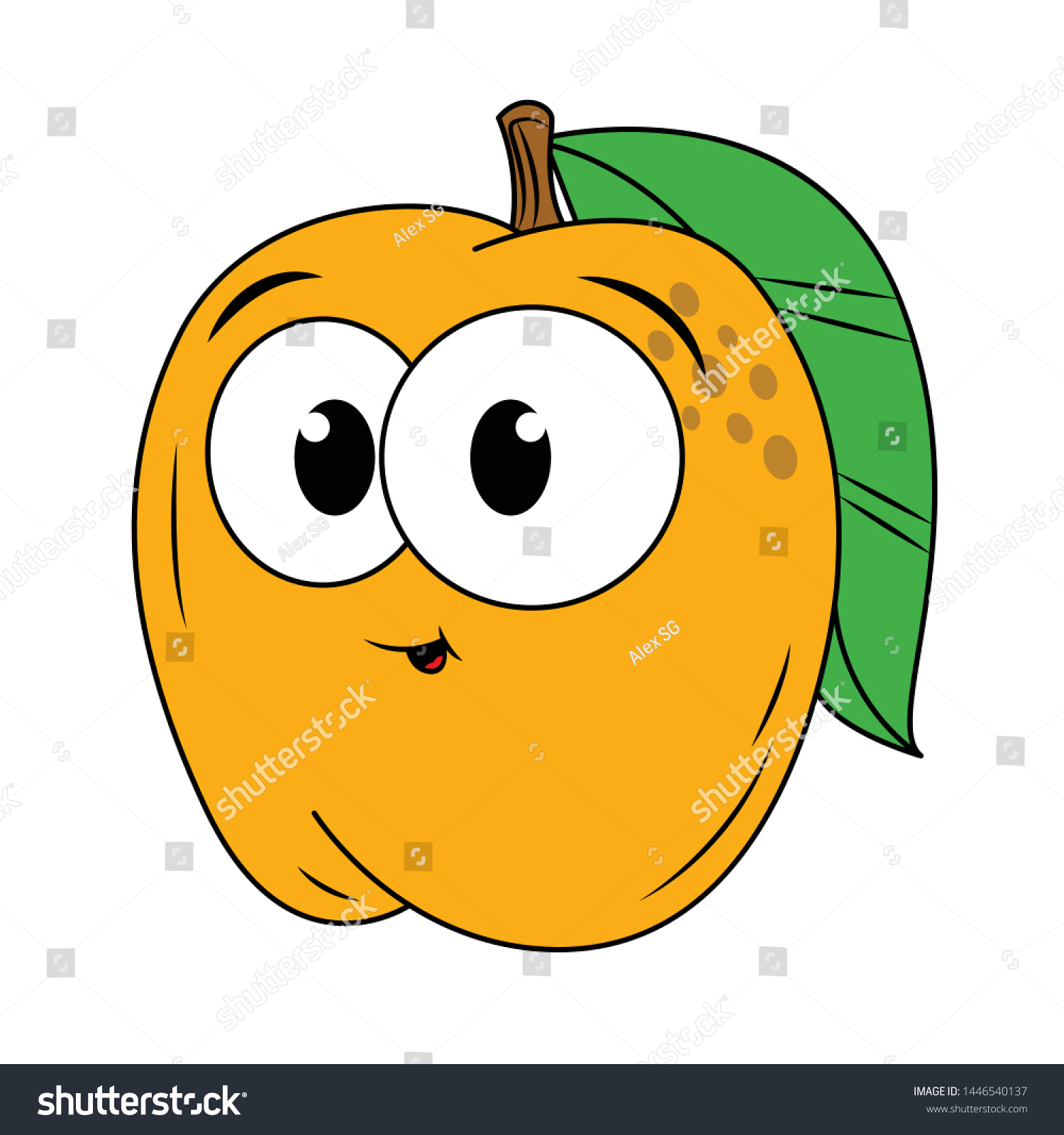 Funny Apricot Cartoon Style Concept Fruits Stock Vector (Royalty Free ...