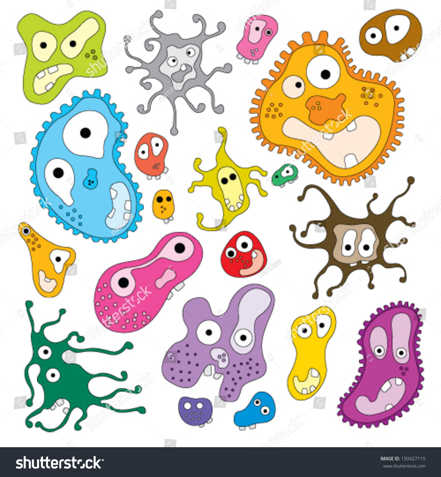 Funny Bacteria Illustrations. Vector File - 150427115 : Shutterstock