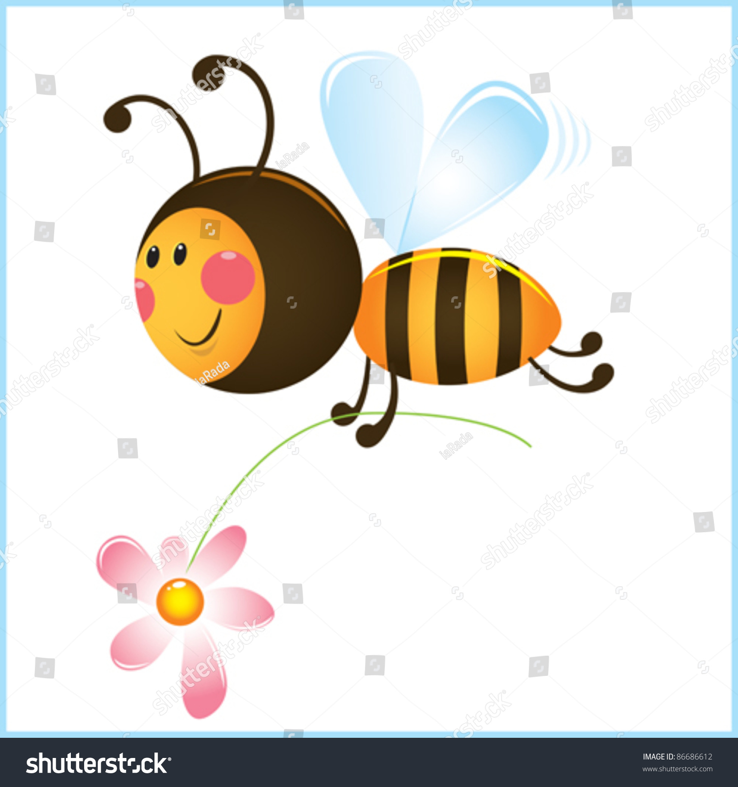 Funny Bee Flower Frame Cartoon Illustration Stock Vector (Royalty Free ...