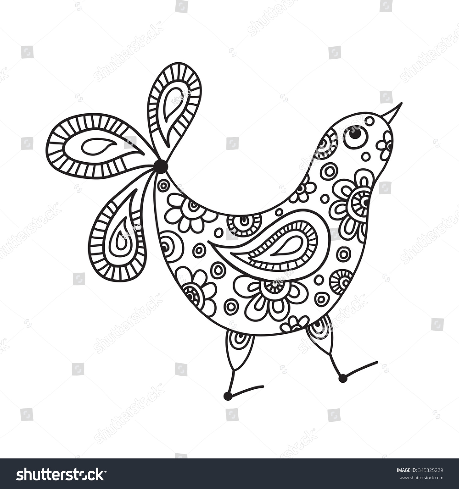 Funny Bird Chicken Isolated Figure Black Stock Vector Royalty Free