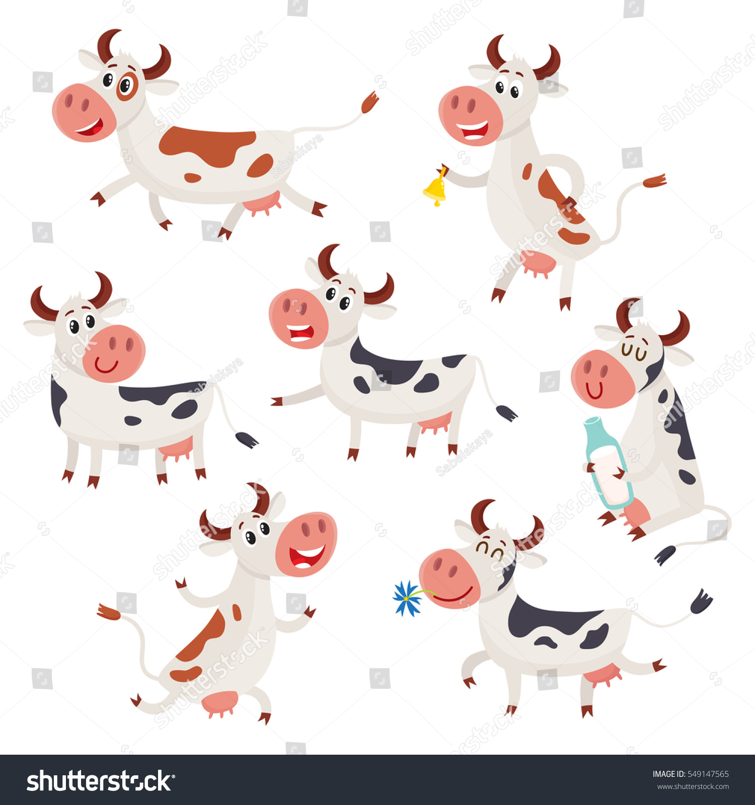 Funny Black Brown White Spotted Cow Stock Vector (Royalty Free ...