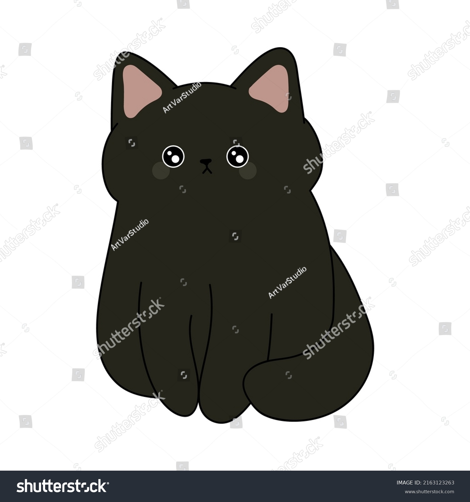 SVG of Funny black cat. Vector illustration of a cute kitten. Cute little illustration of cat for kids, baby book, fairy tales, covers, baby shower invitation, textile t-shirt. svg