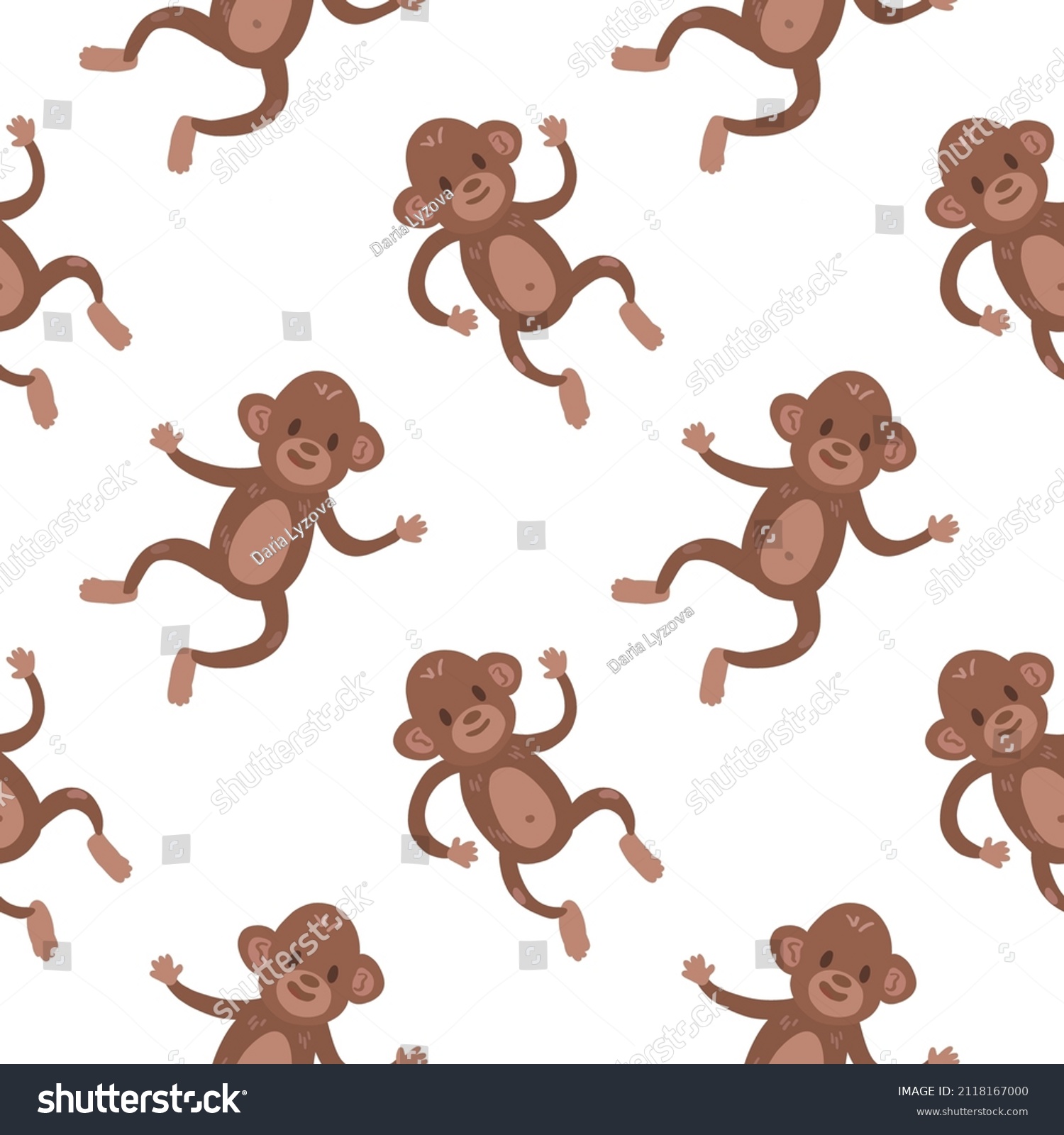 Funny Brown Monkeys On White Background Stock Vector (Royalty Free ...