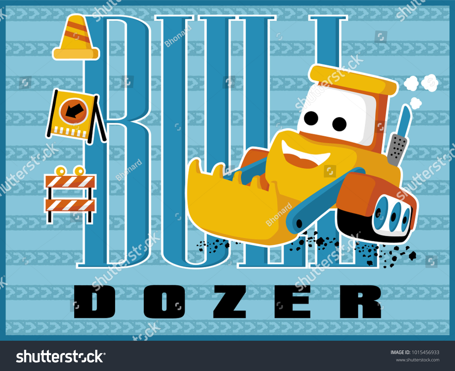 Funny Bulldozer Cartoon Vector Construction Equipment: เวกเตอร์สต็อก ...